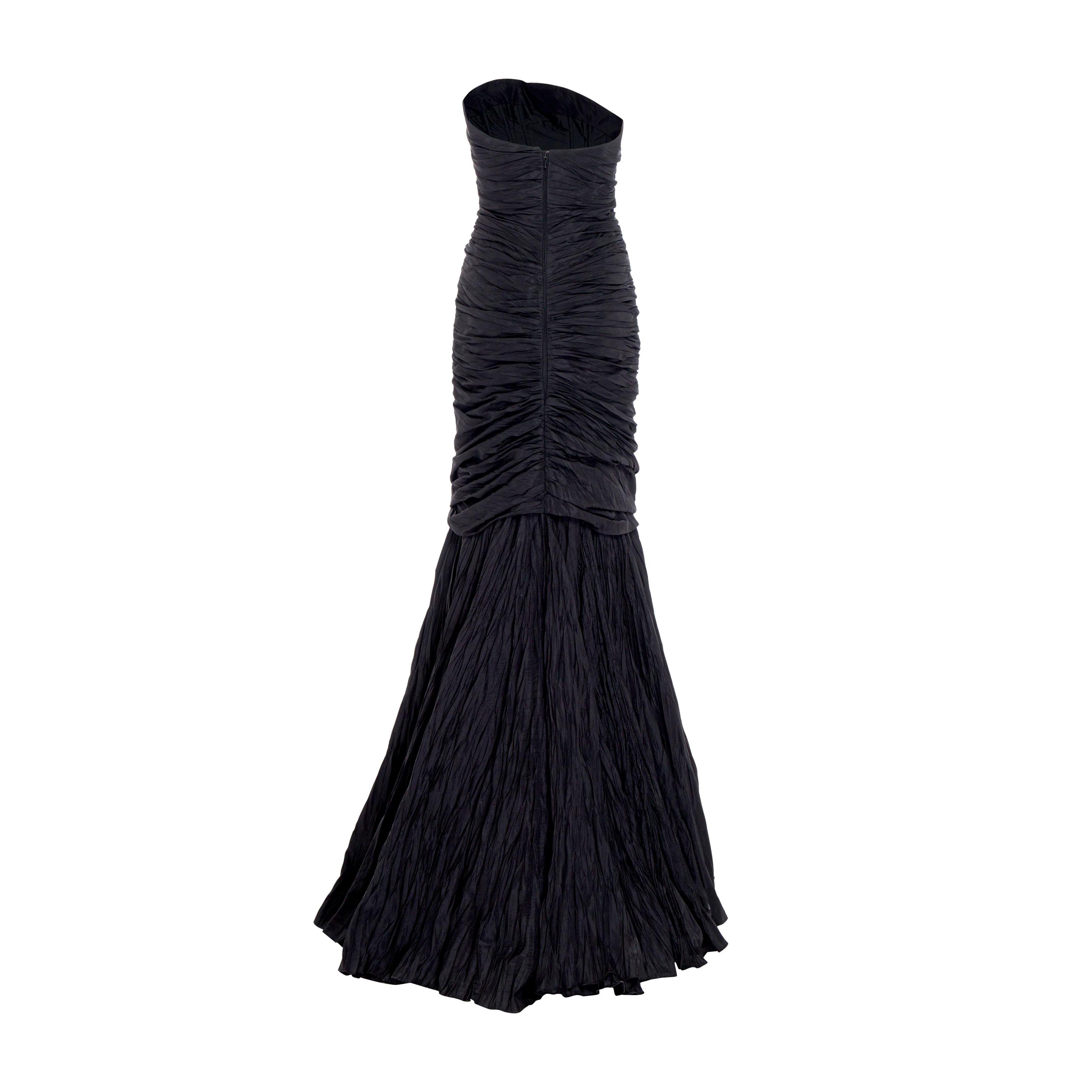 Strapless fish cut hand pleated draped Taffeta gown - Image 3