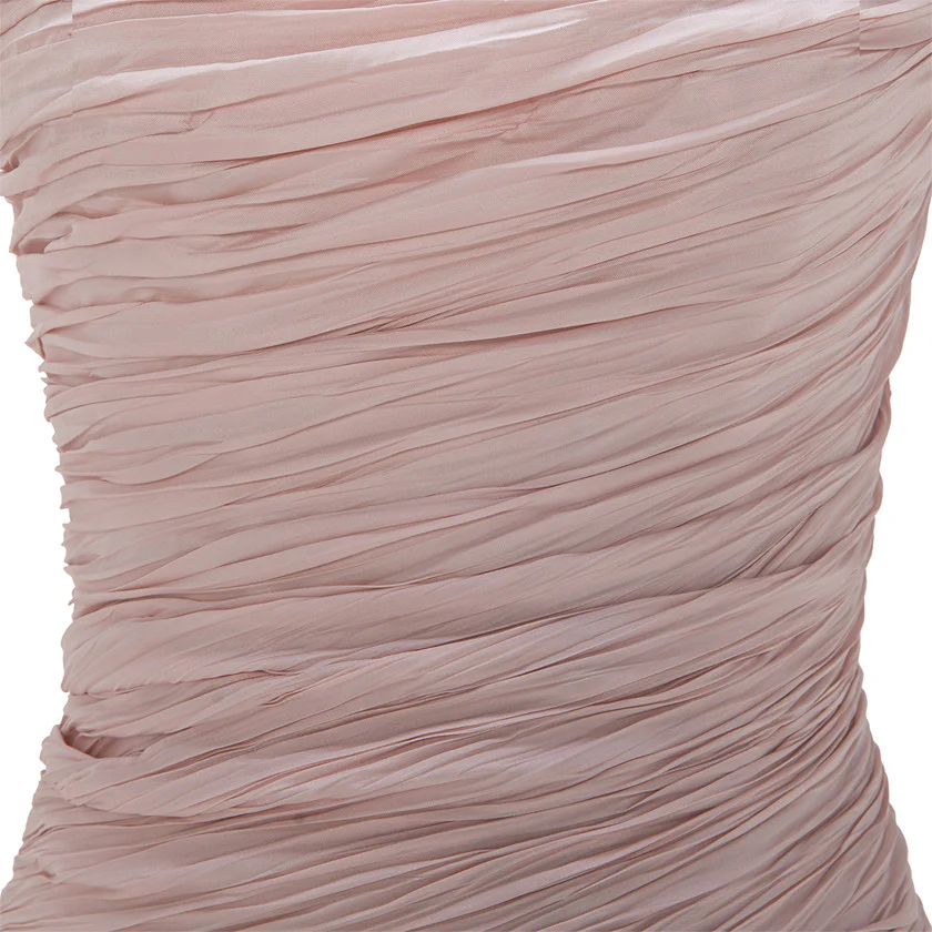 STRAPLESS FISH CUT HAND PLEATED TAFFETA DRESS WITH CAPE - Image 4