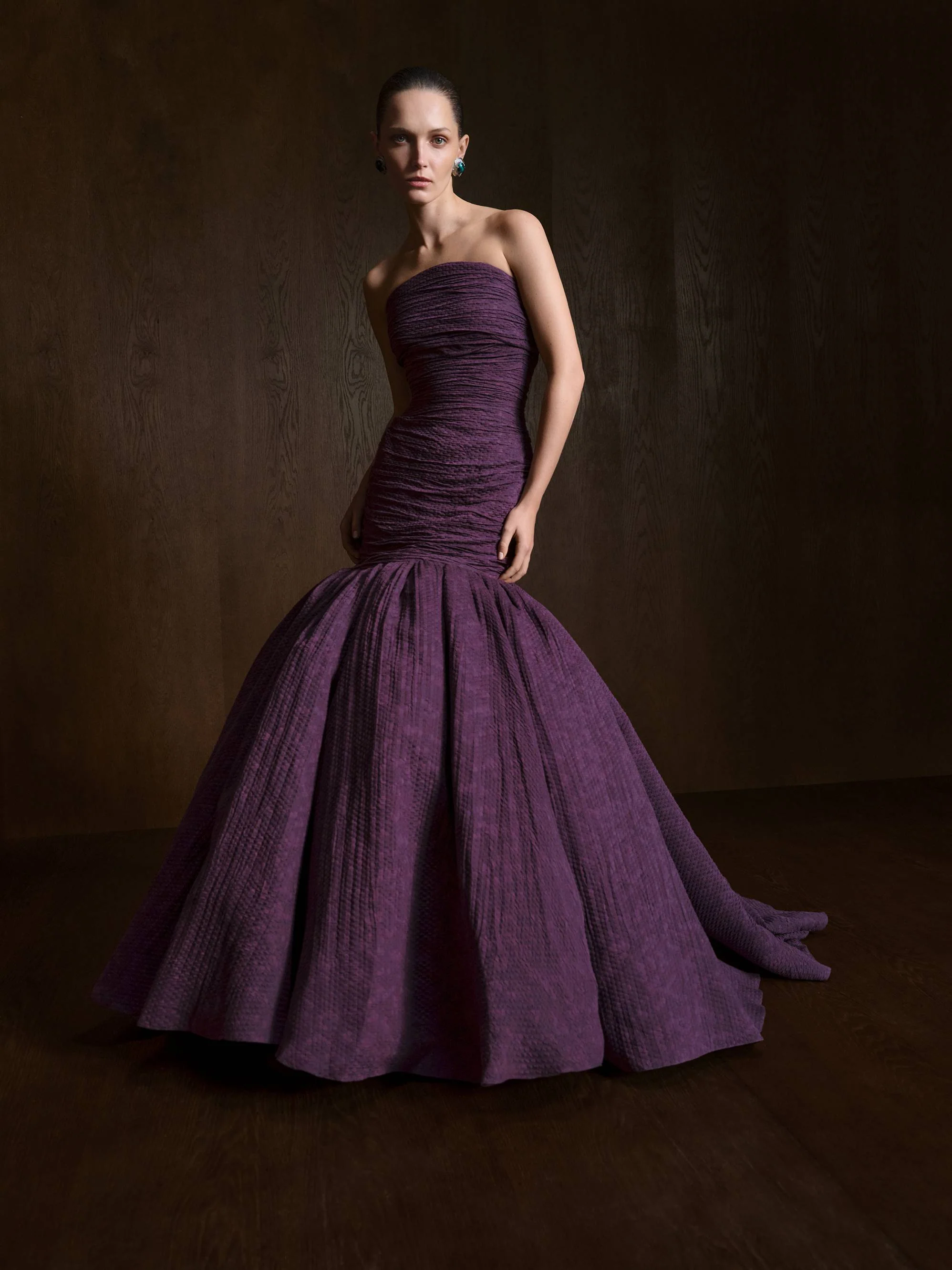 Strapless Fish Cut Jacquard Dress - Image 2