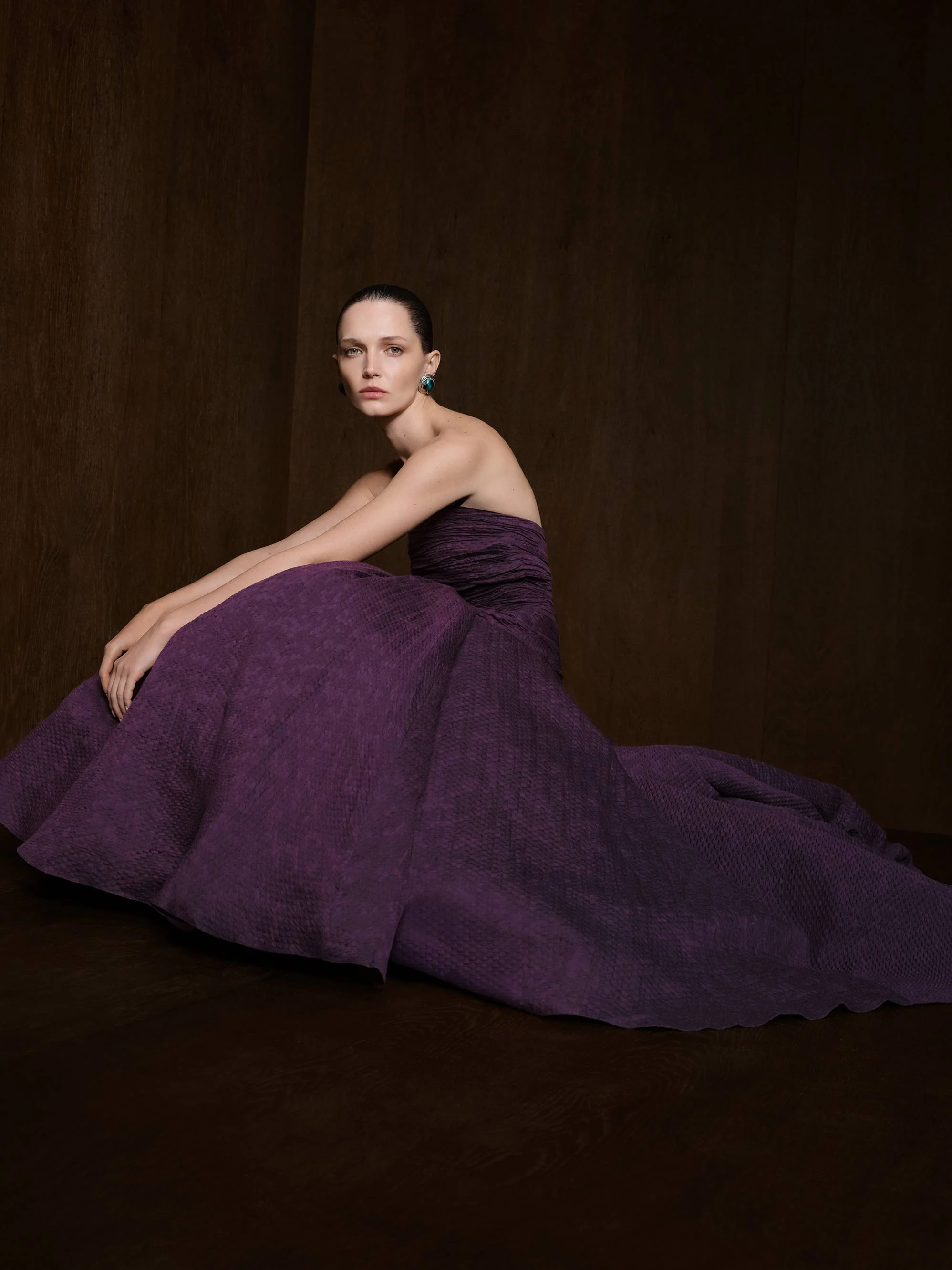Strapless Fish Cut Jacquard Dress - Image 3