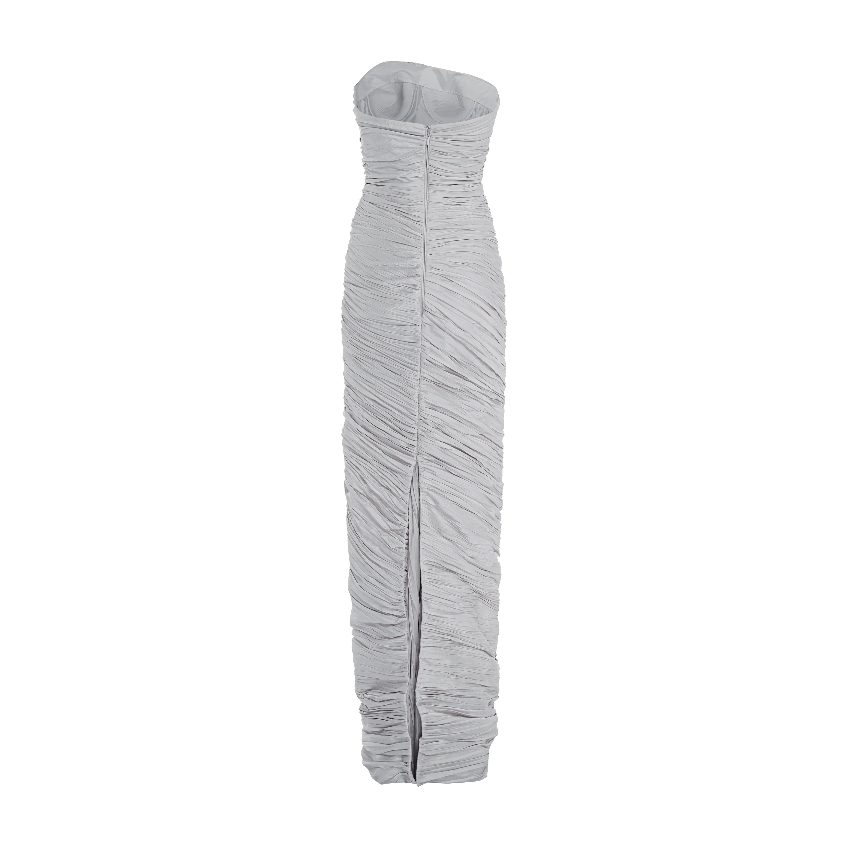 Strapless hand pleated draped taffeta dress - Image 10