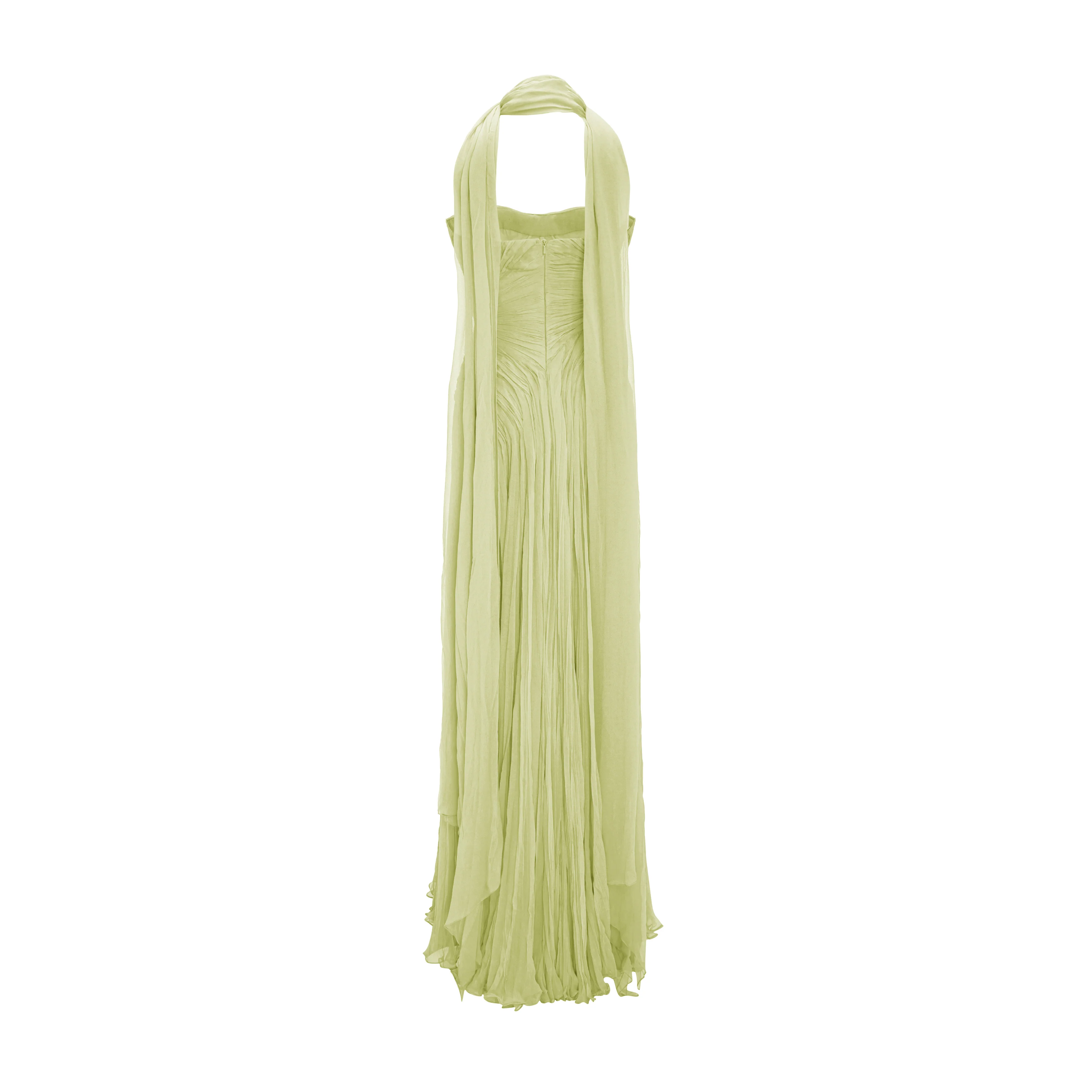 Strapless Hand Pleated Silk Gown - Image 7