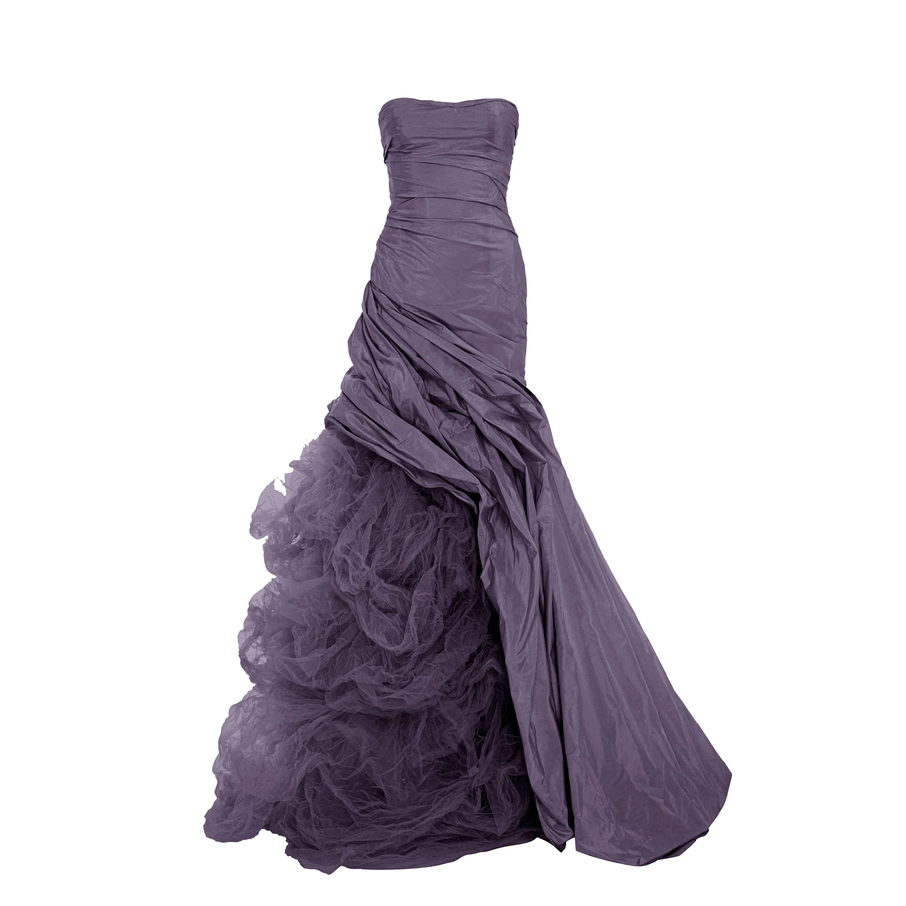 Strapless Italian Tafeta draped gown with hand pleated Tulle underneath - Image 4