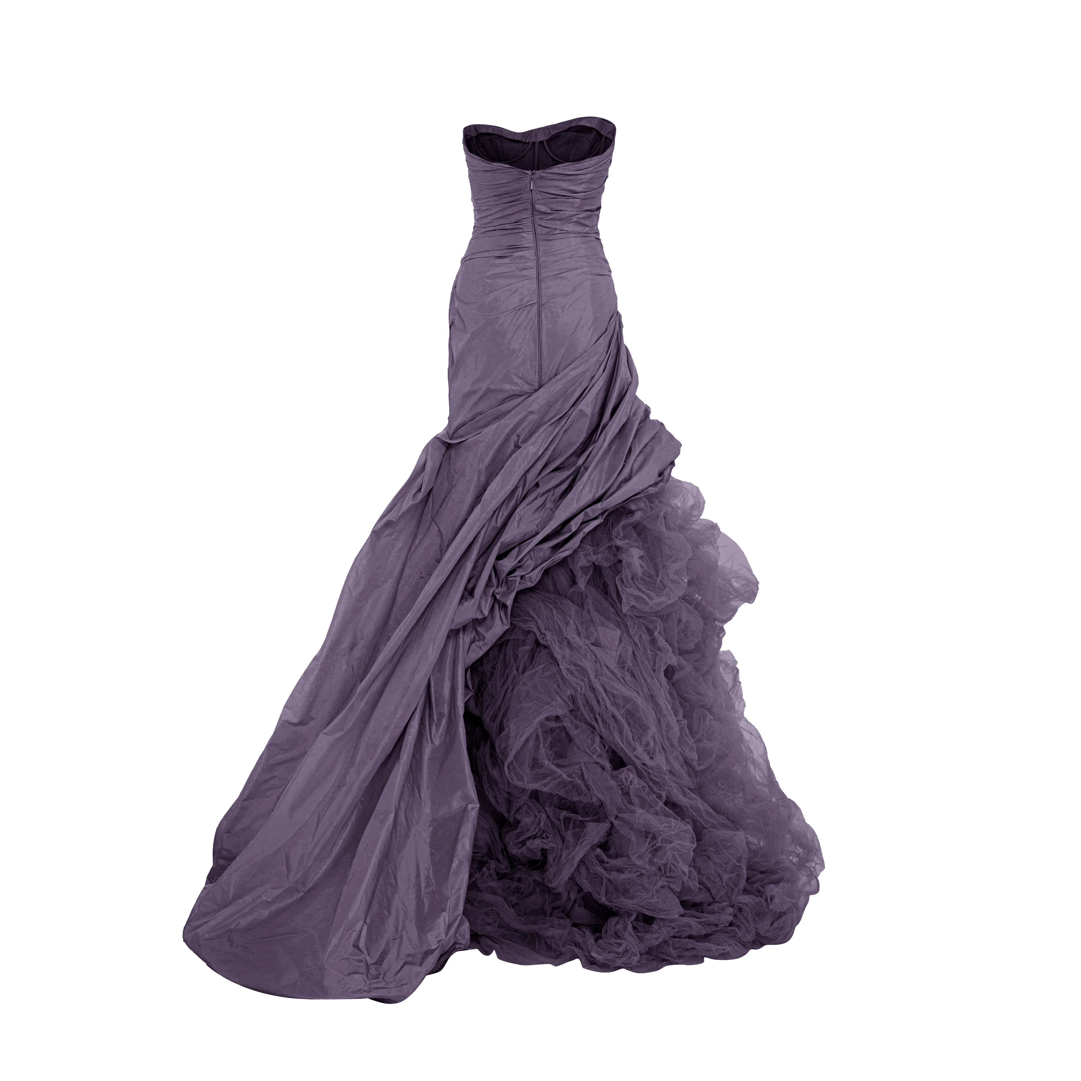 Strapless Italian Tafeta draped gown with hand pleated Tulle underneath - Image 5