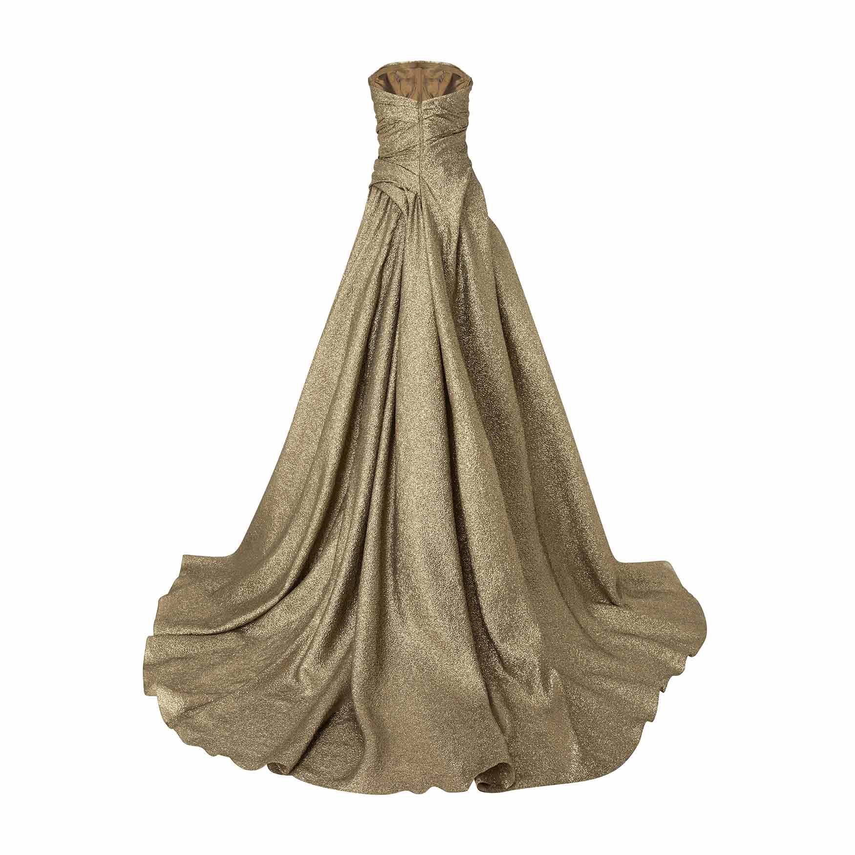 Strapless Jacquard Lurex Draped Dress - Image 3