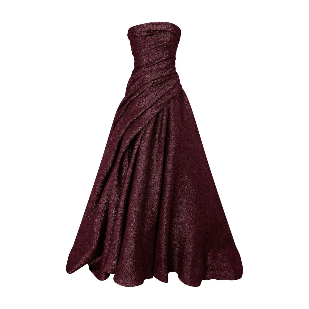 Strapless Jacquard Lurex Draped Dress - Image 5