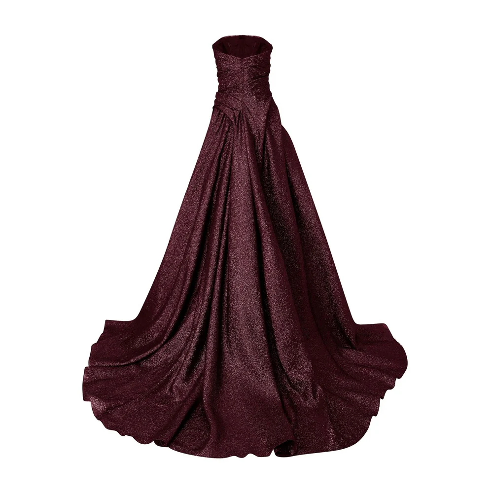 Strapless Jacquard Lurex Draped Dress - Image 6