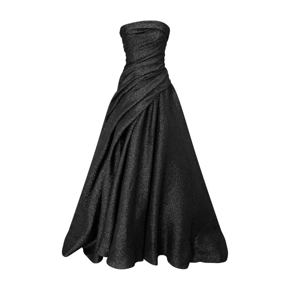 Strapless Jacquard Lurex Draped Dress - Image 7