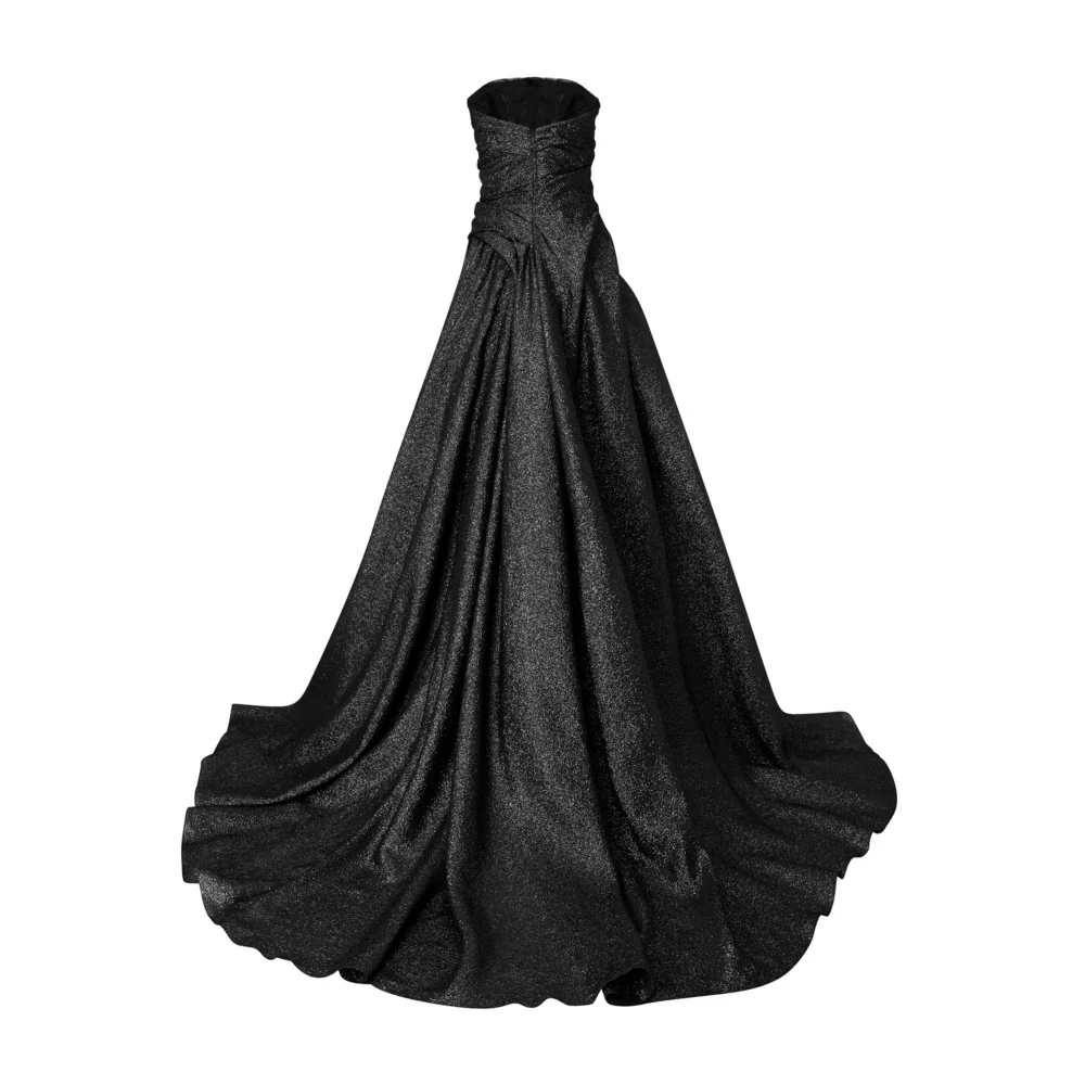 Strapless Jacquard Lurex Draped Dress - Image 8