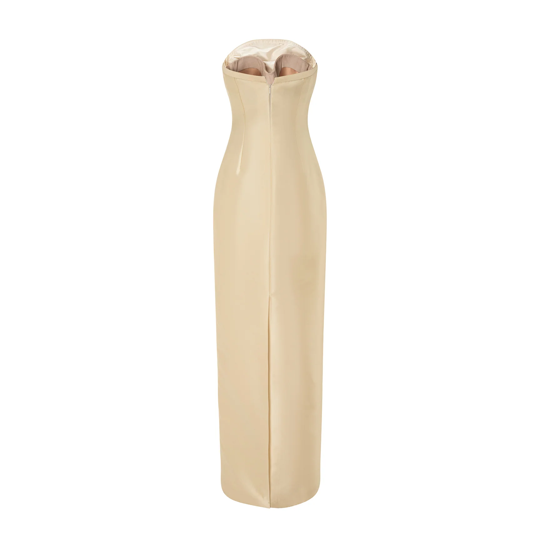 Strapless Mikado Dress Piping Details Dress - Image 3