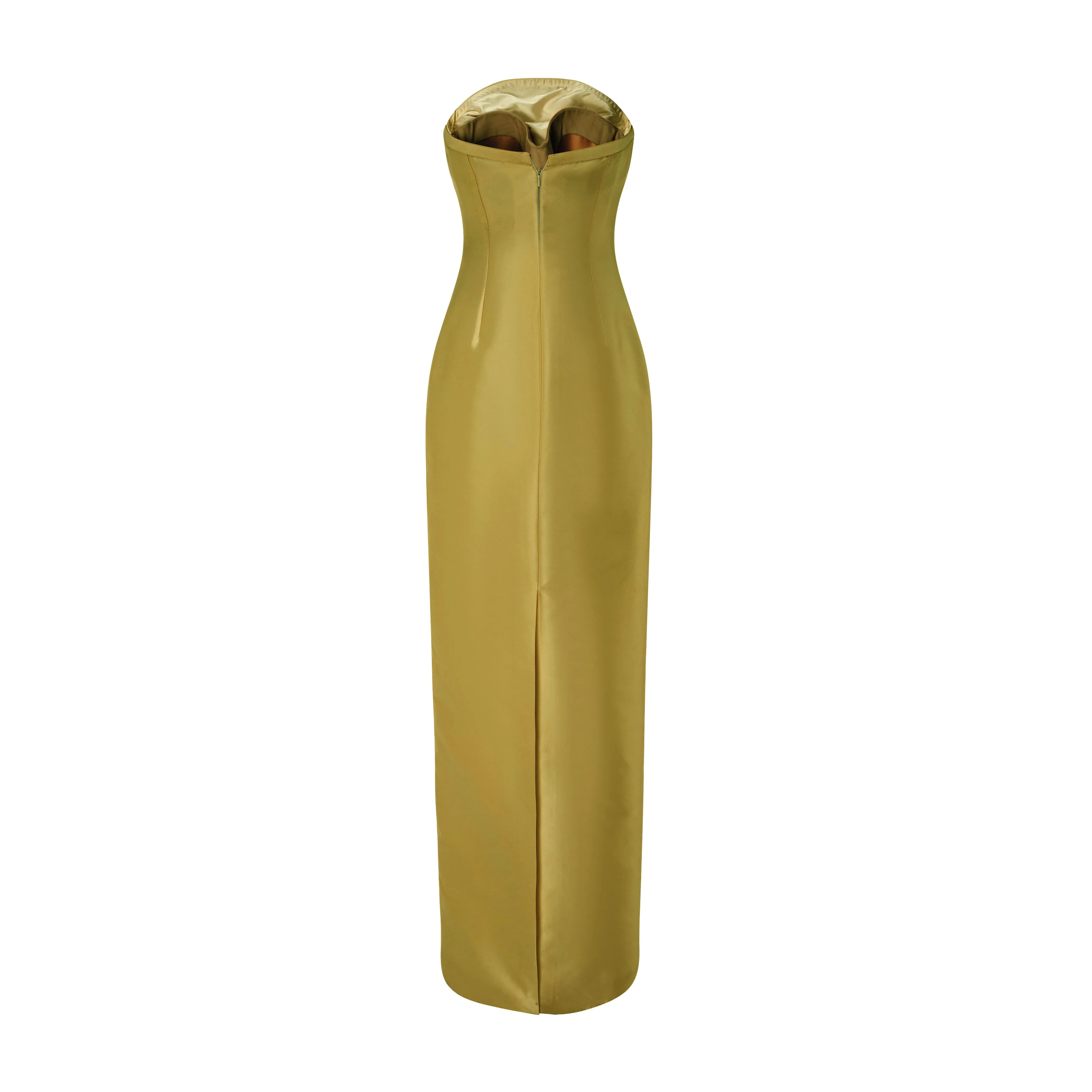Strapless Mikado Dress Piping Details Dress - Image 7