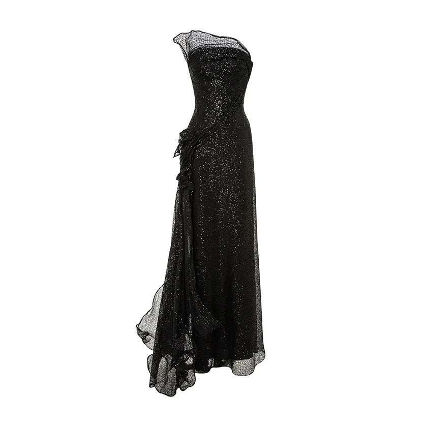Strapless Net Lace Dress With Wire Detailing