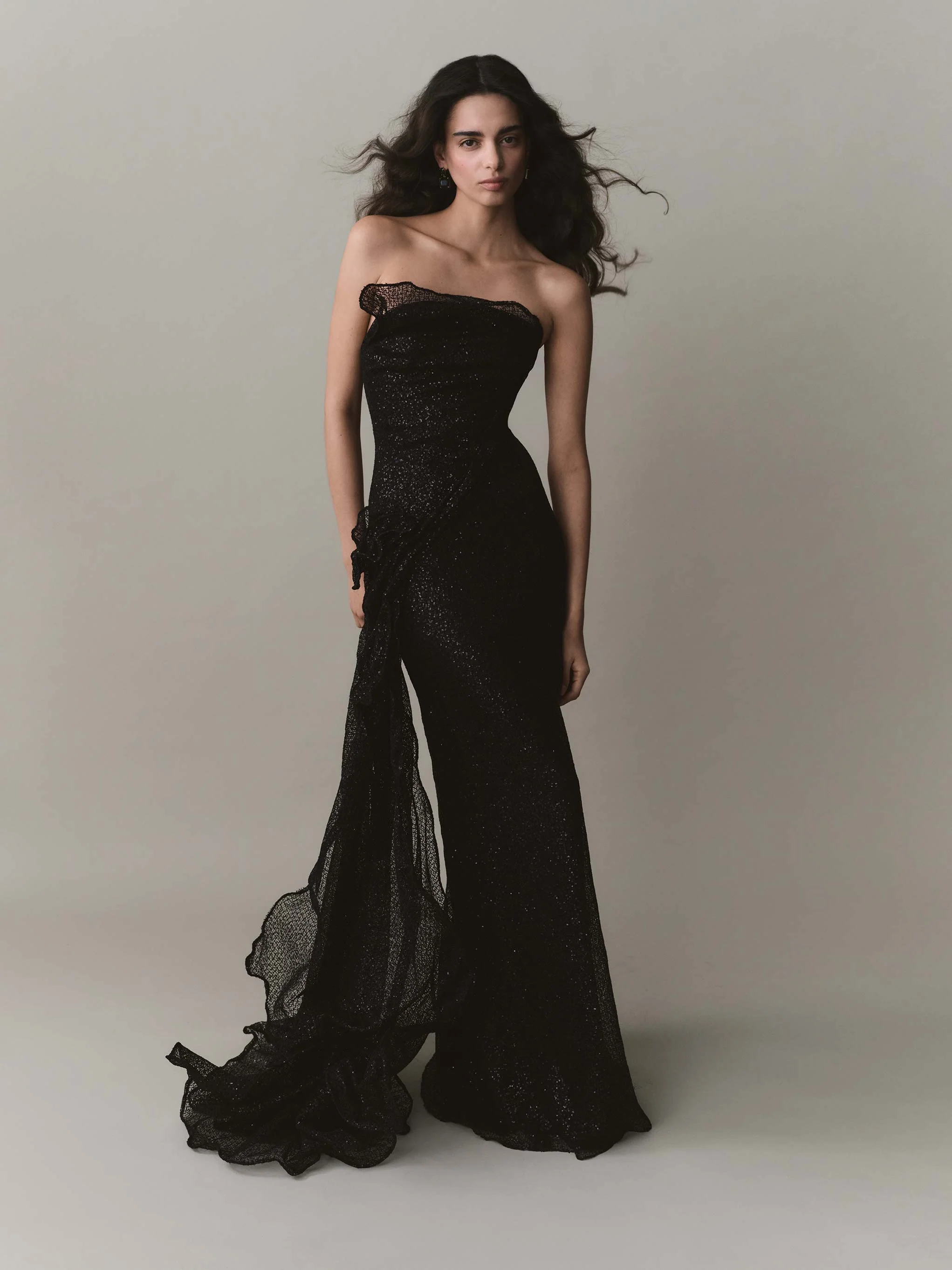 Strapless Net Lace Dress With Wire Detailing - Image 2