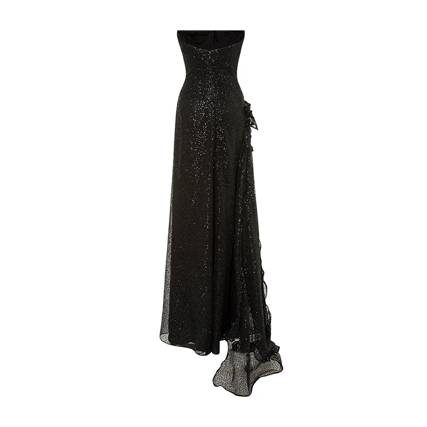 Strapless Net Lace Dress With Wire Detailing - Image 3