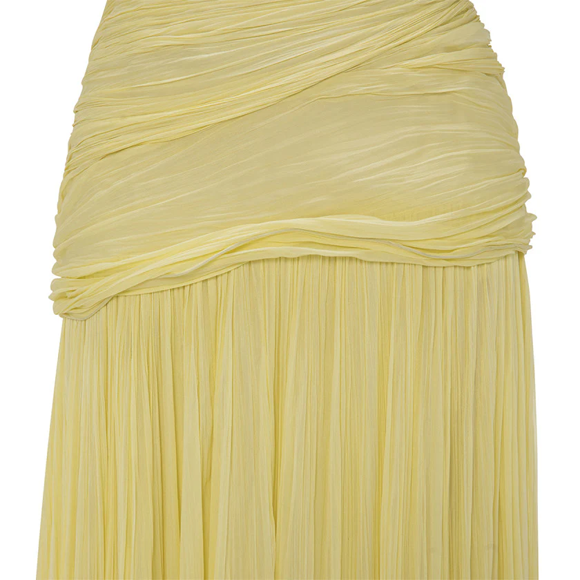 STRAPLESS PLEATED SILK GEORGETE DRESS WITH PLEATED CAPE - Image 5