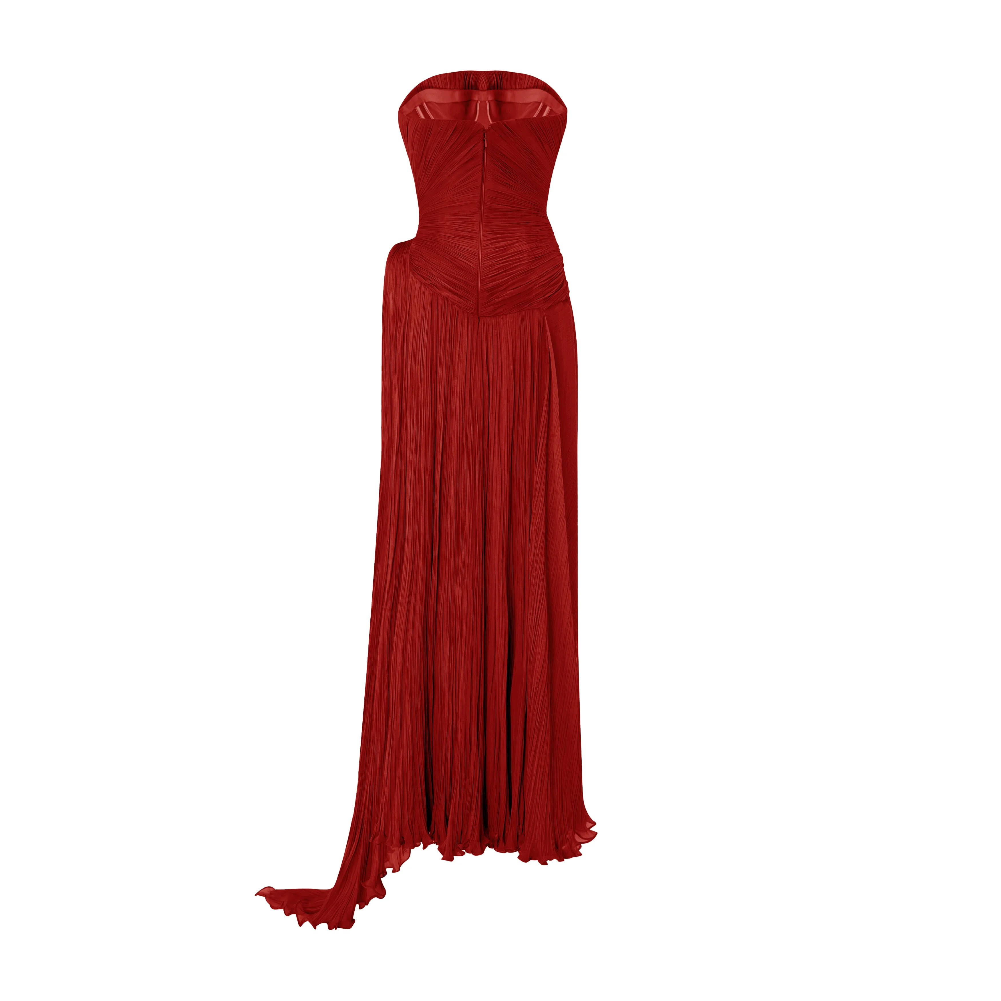 Strapless Pleated Silk Georgette Dress - Image 10