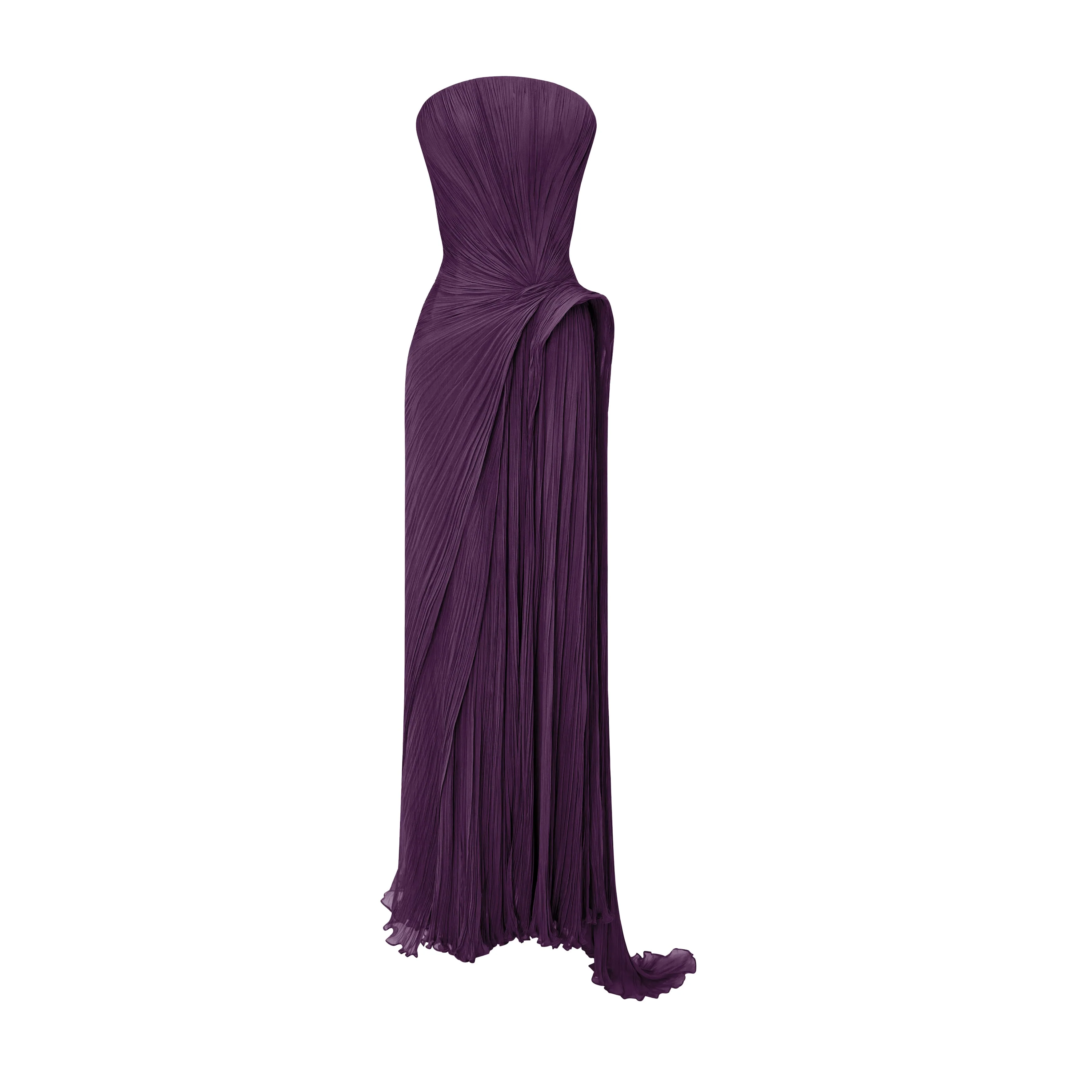 Strapless Pleated Silk Georgette Dress - Image 11