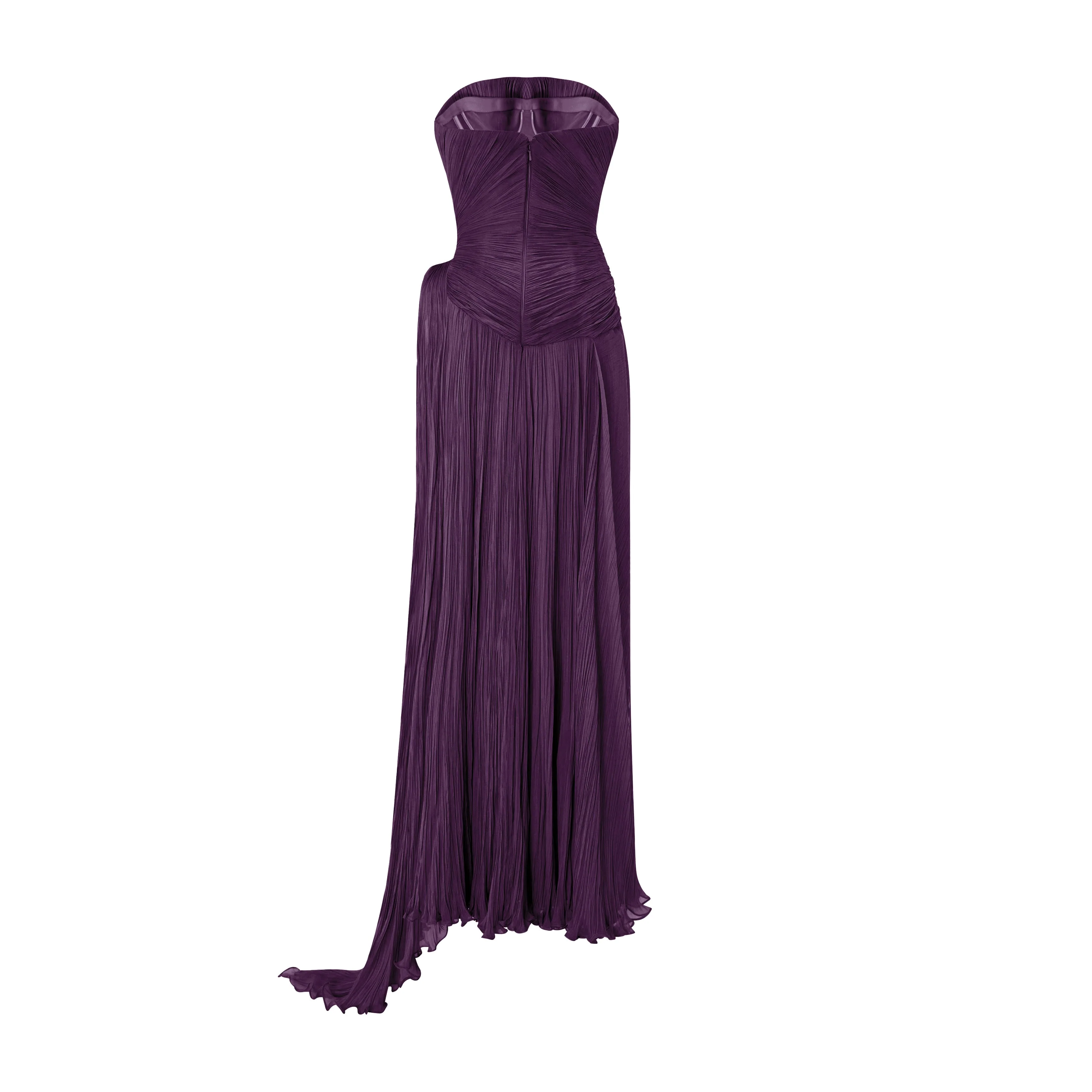 Strapless Pleated Silk Georgette Dress - Image 12
