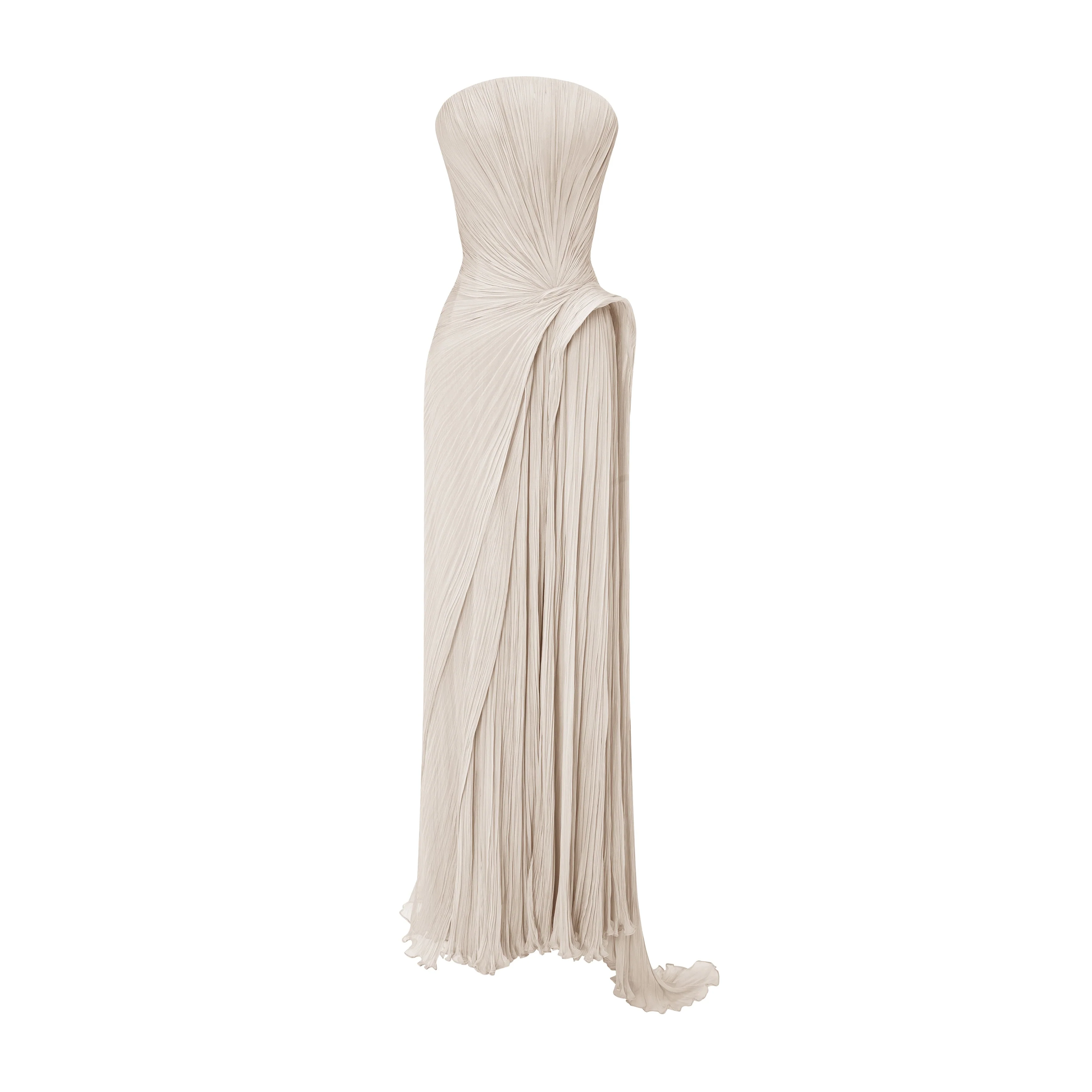 Strapless Pleated Silk Georgette Dress - Image 13