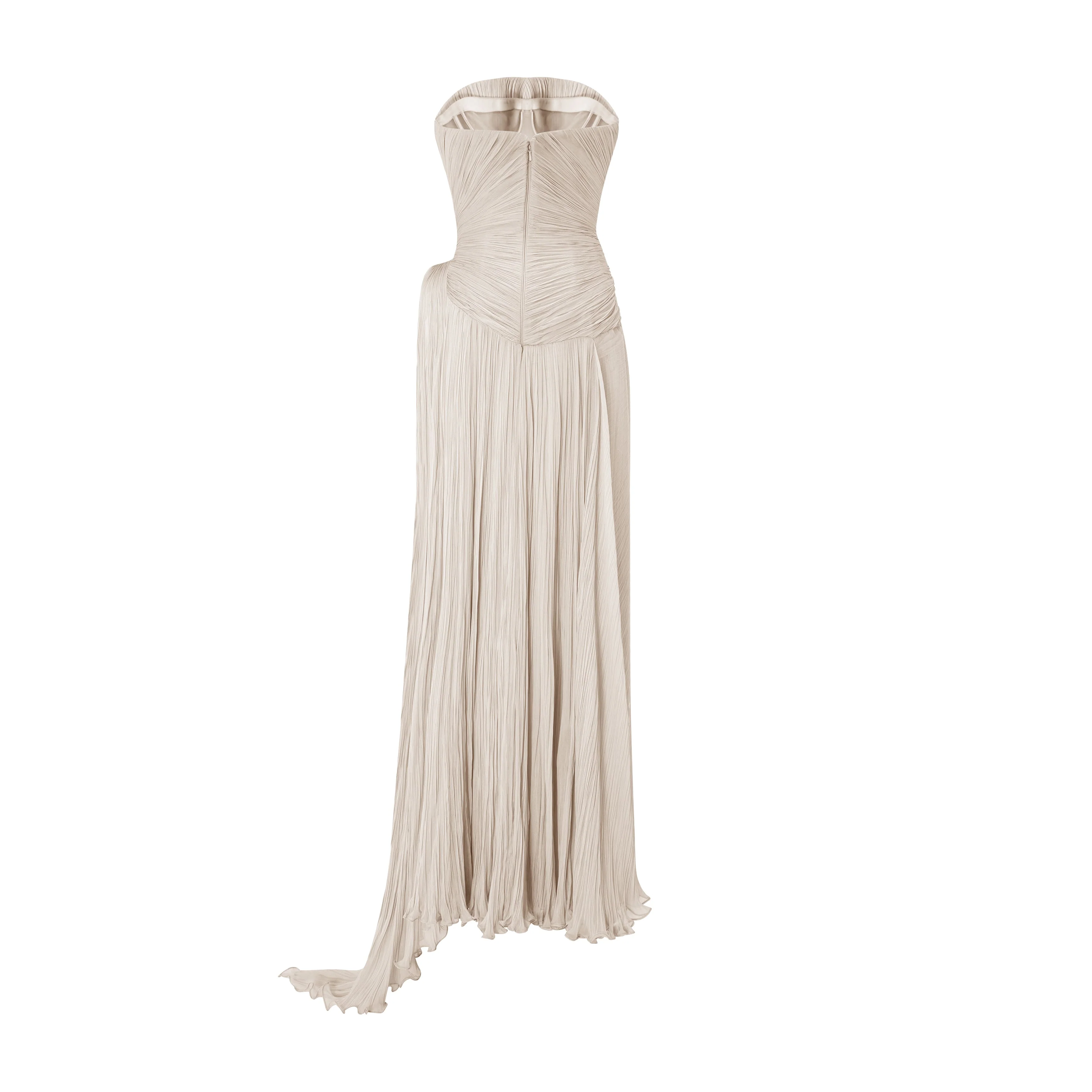 Strapless Pleated Silk Georgette Dress - Image 14