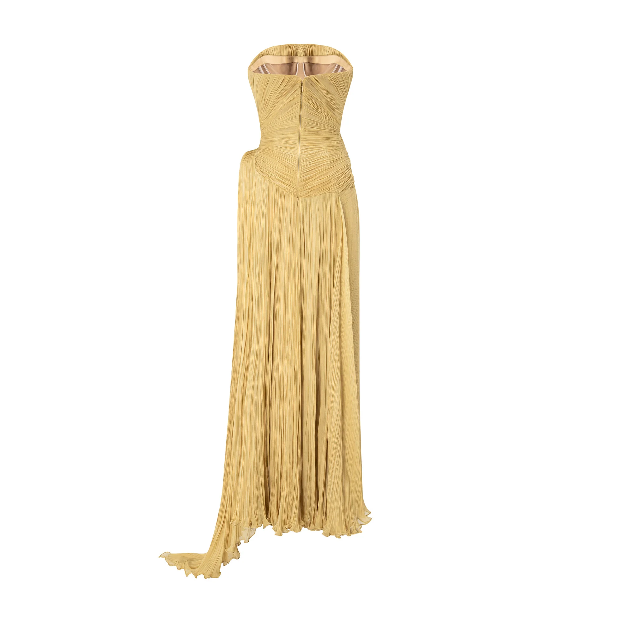 Strapless Pleated Silk Georgette Dress - Image 4