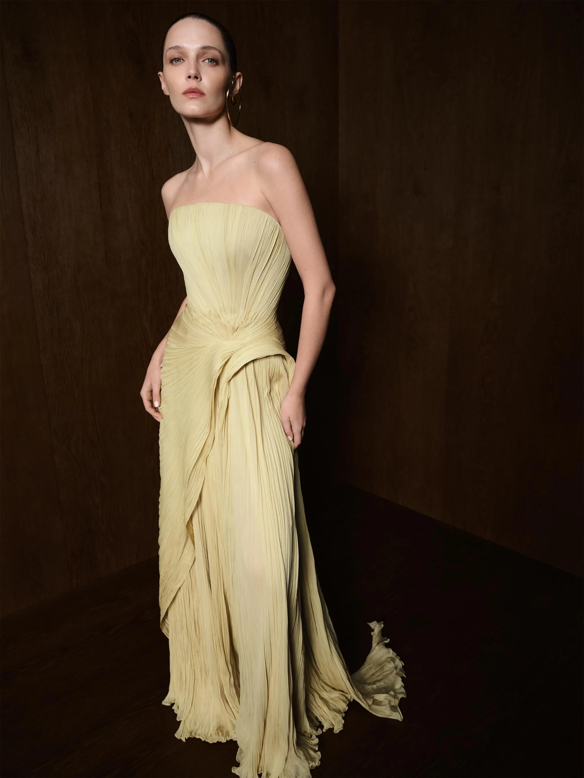Strapless Pleated Silk Georgette Dress - Image 7