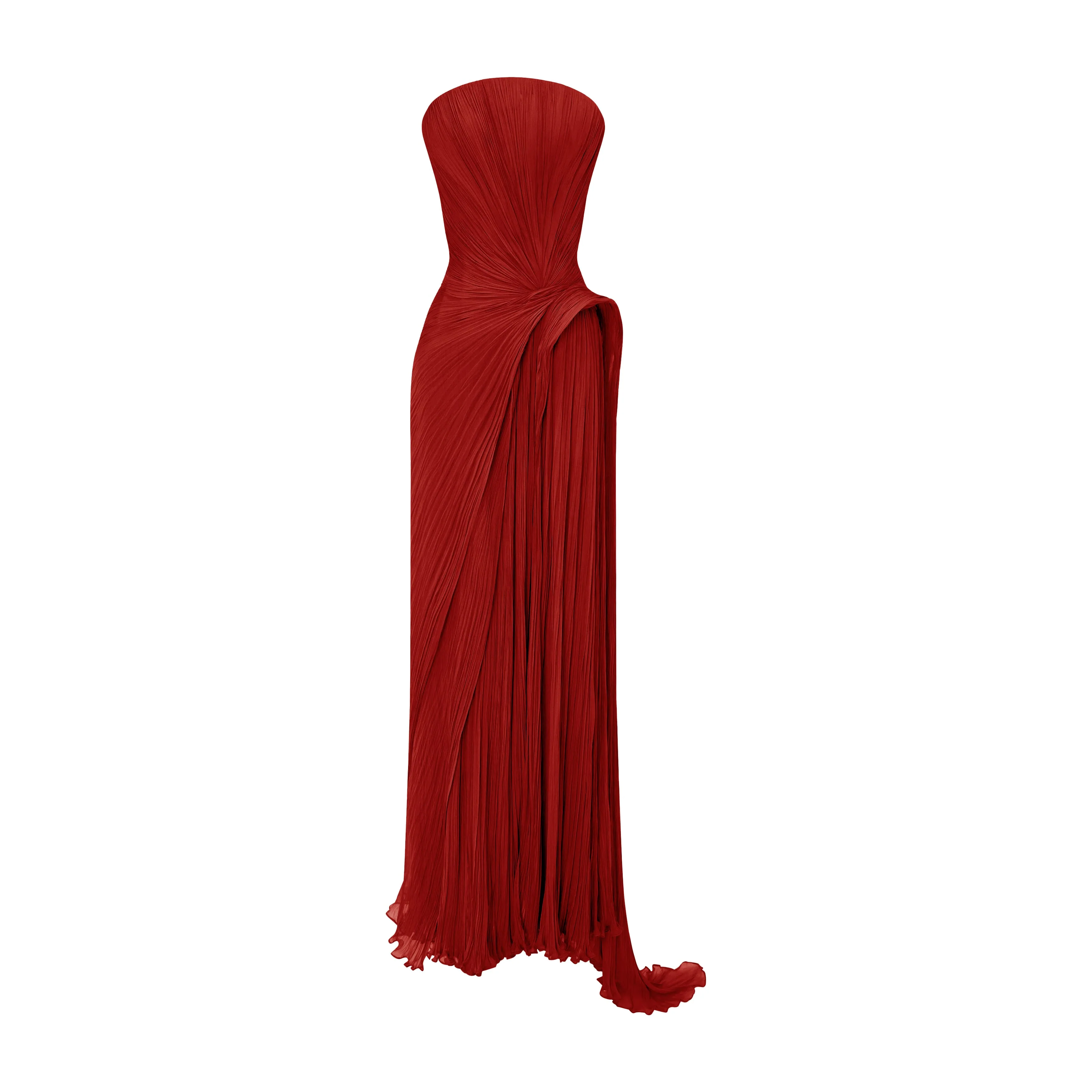 Strapless Pleated Silk Georgette Dress - Image 9