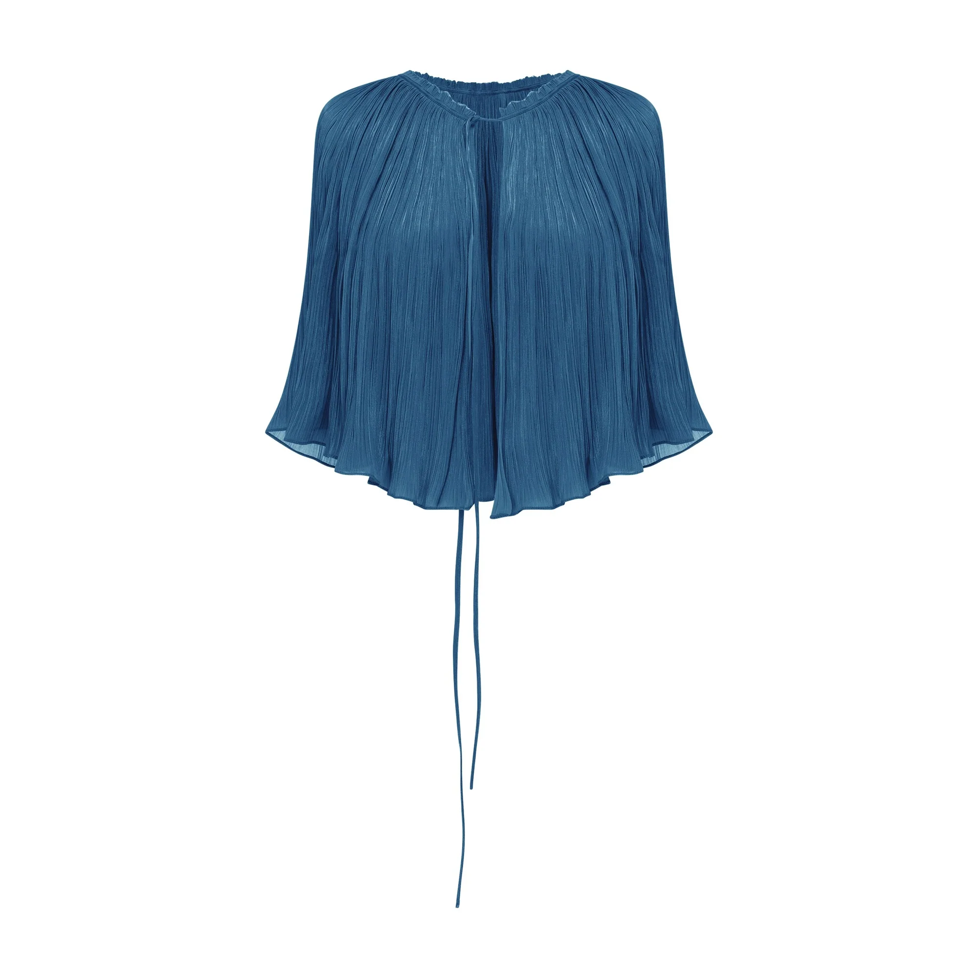 Strapless Pleated Silk Dress And Detachable Cape - Image 10