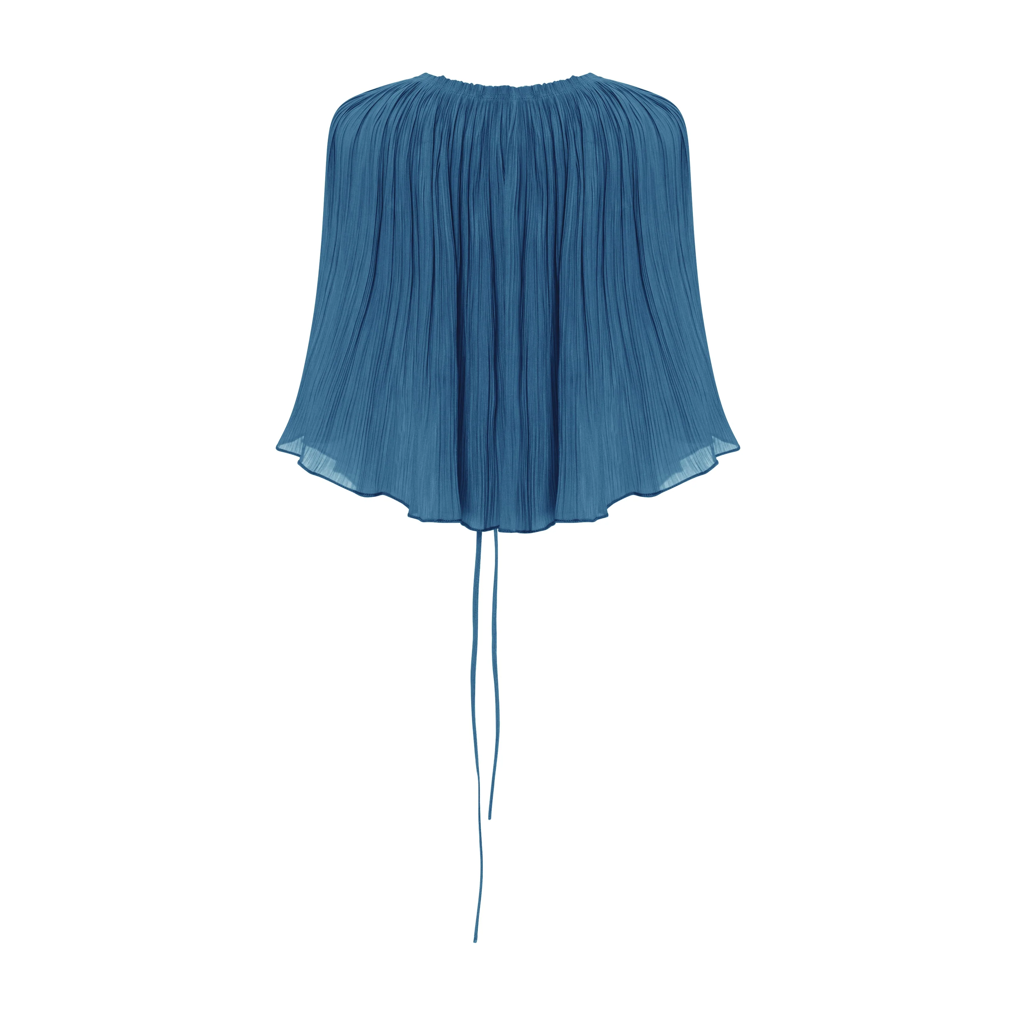 Strapless Pleated Silk Dress And Detachable Cape - Image 11