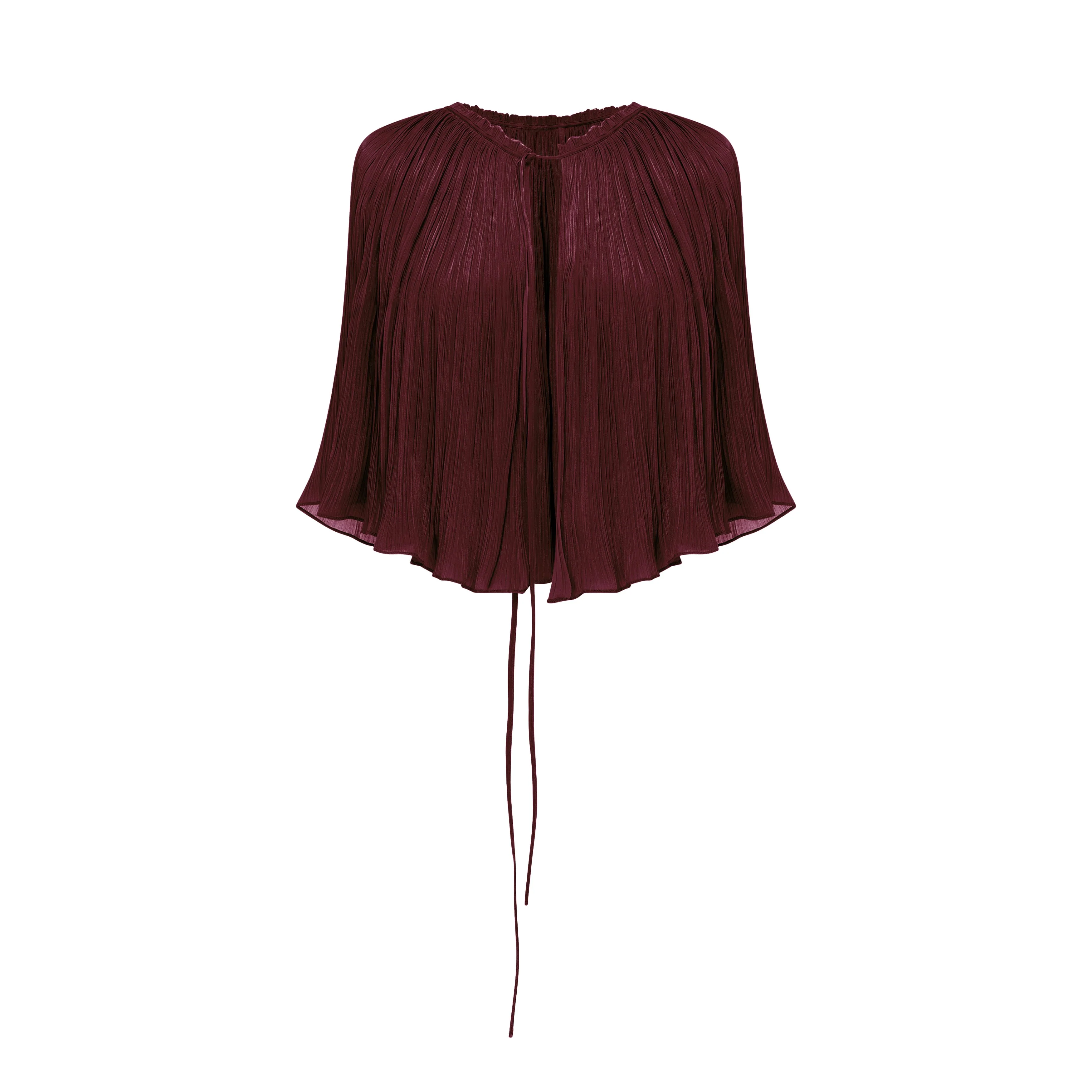 Strapless Pleated Silk Dress And Detachable Cape - Image 14