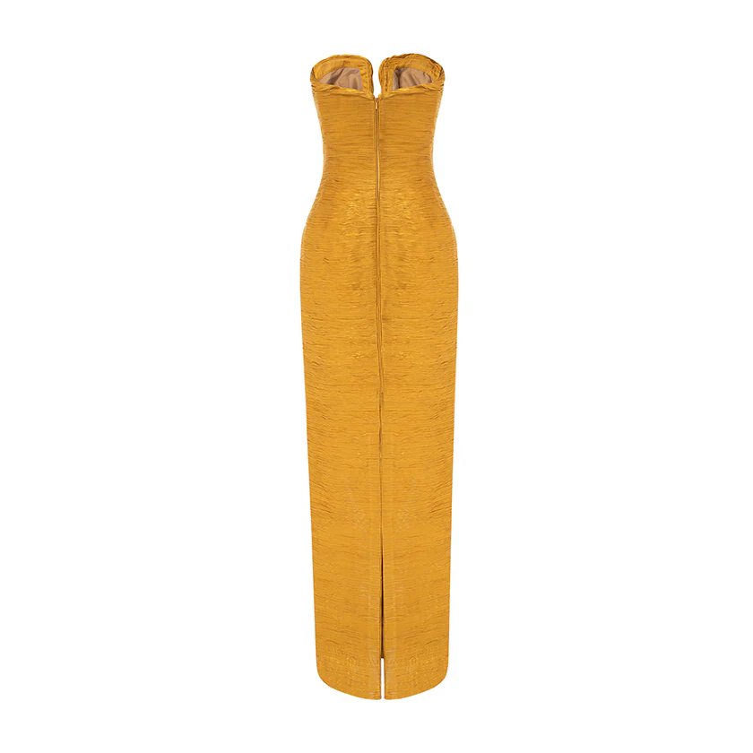 Strapless Pleated Silk Dress And Detachable Cape - Image 6