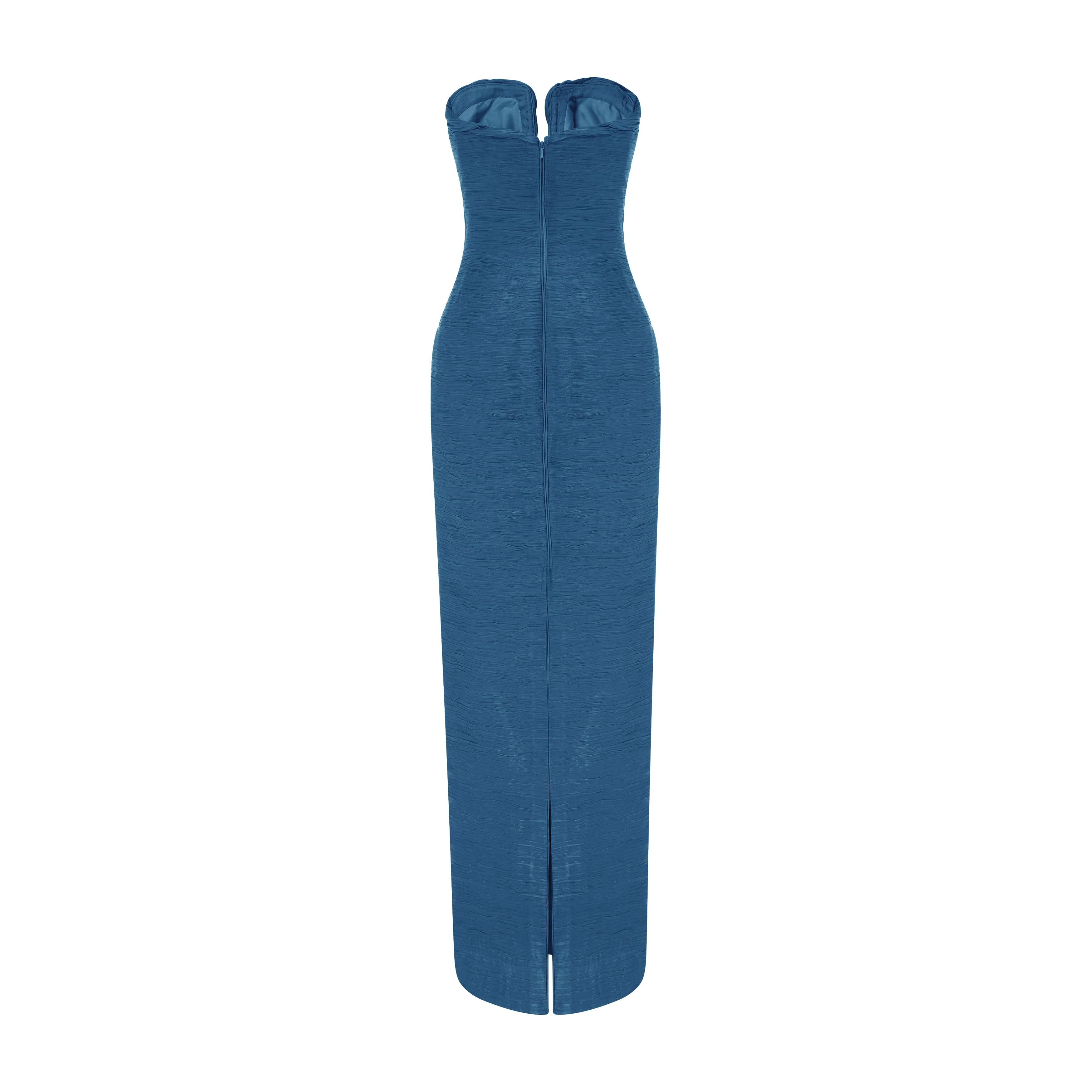 Strapless Pleated Silk Dress And Detachable Cape - Image 9
