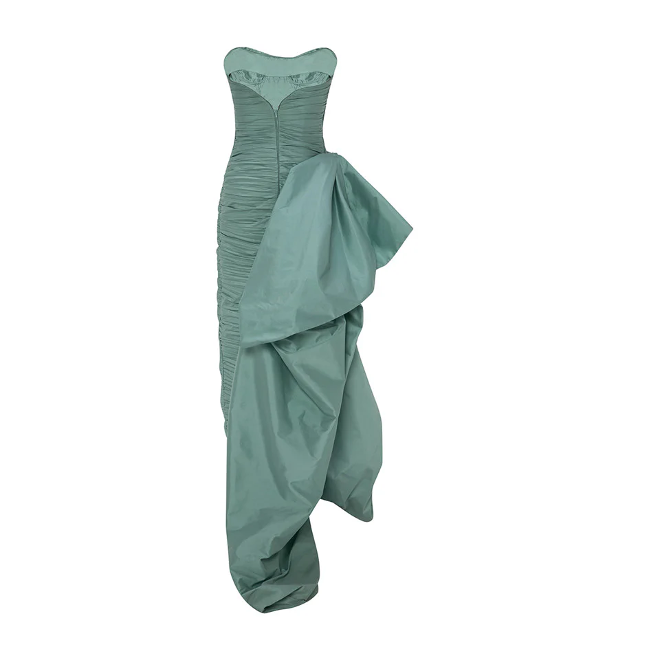 STRAPLESS PLEATED TAFFETA DRESS WITH DRAPED OVER SKIRT - Image 3
