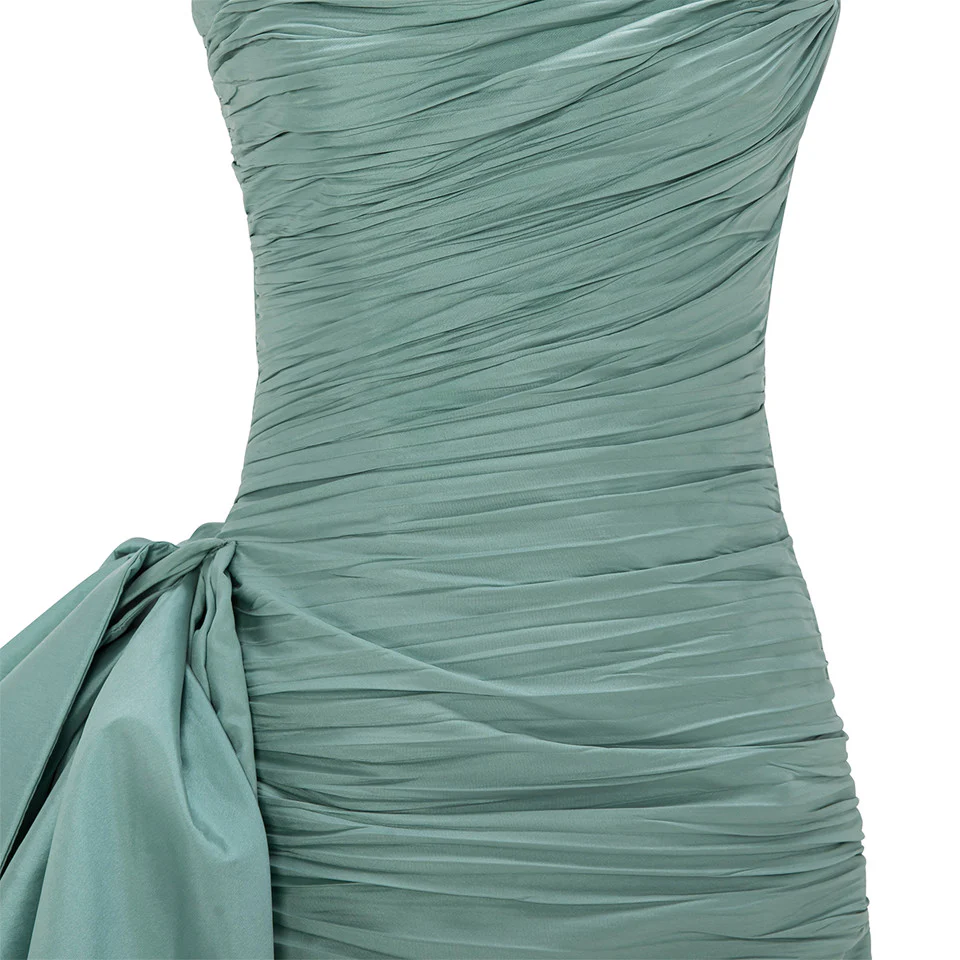 STRAPLESS PLEATED TAFFETA DRESS WITH DRAPED OVER SKIRT - Image 4
