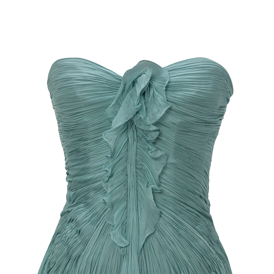 STRAPLESS SILK CHIFFON WITH EMBROIDERED DETAIL BUST - Image 4