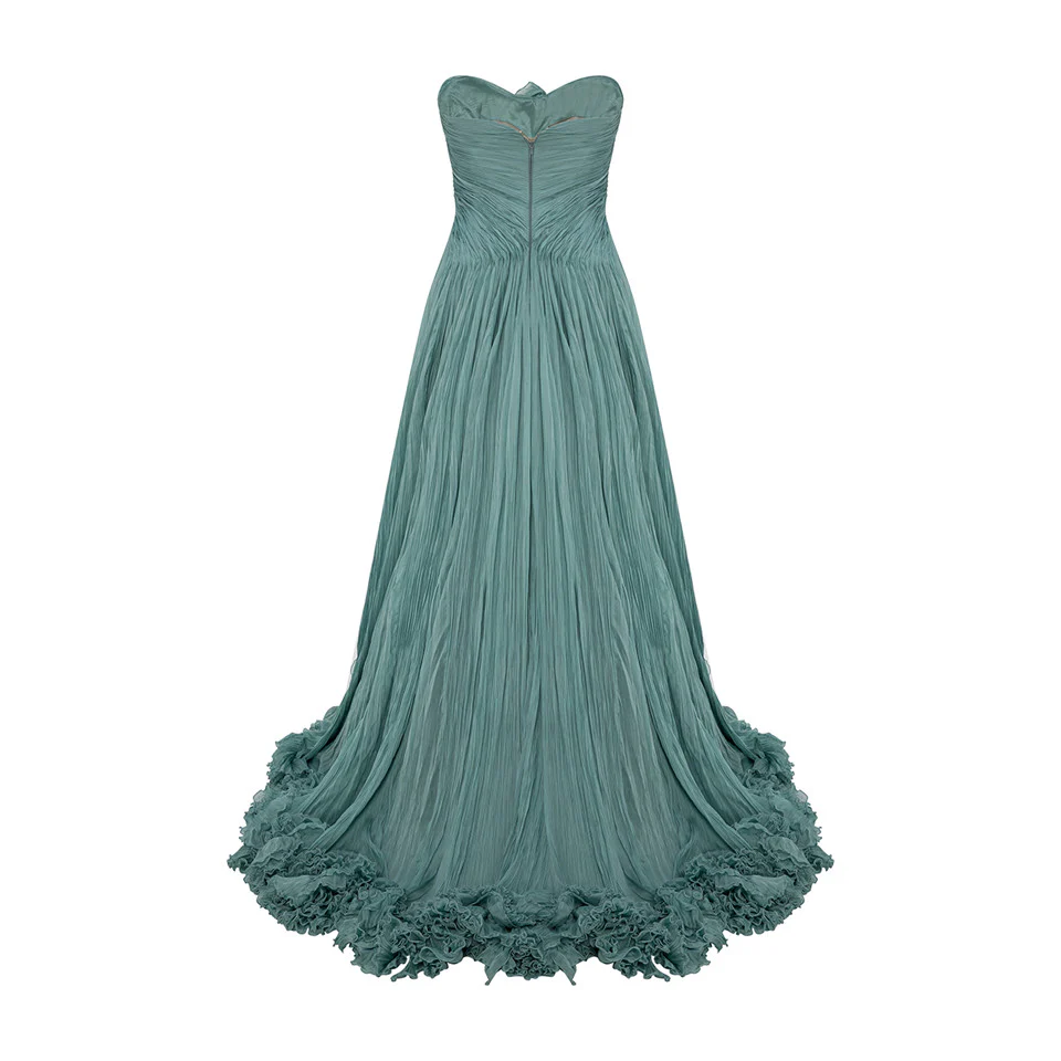 STRAPLESS SILK CHIFFON WITH EMBROIDERED DETAIL BUST - Image 5