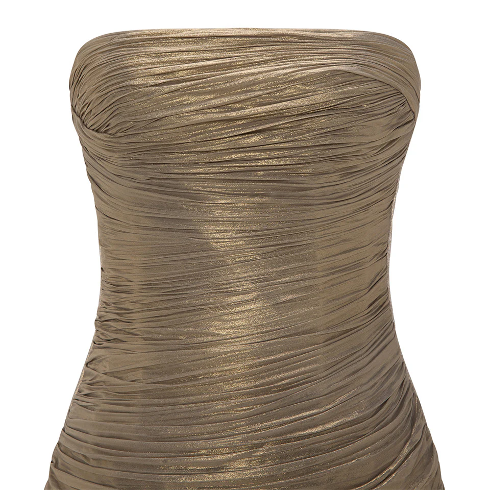 STRAPLESS SILK HAND PLEATED DRESS WITH HAND PLEATED CAPE - Image 8