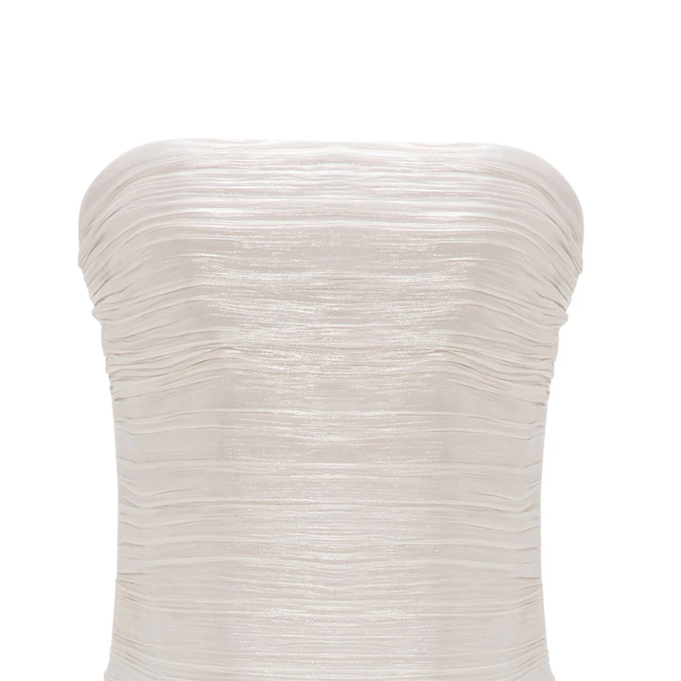 STRAPLESS SILK ROSEYA PLEATED DRESS - Image 4