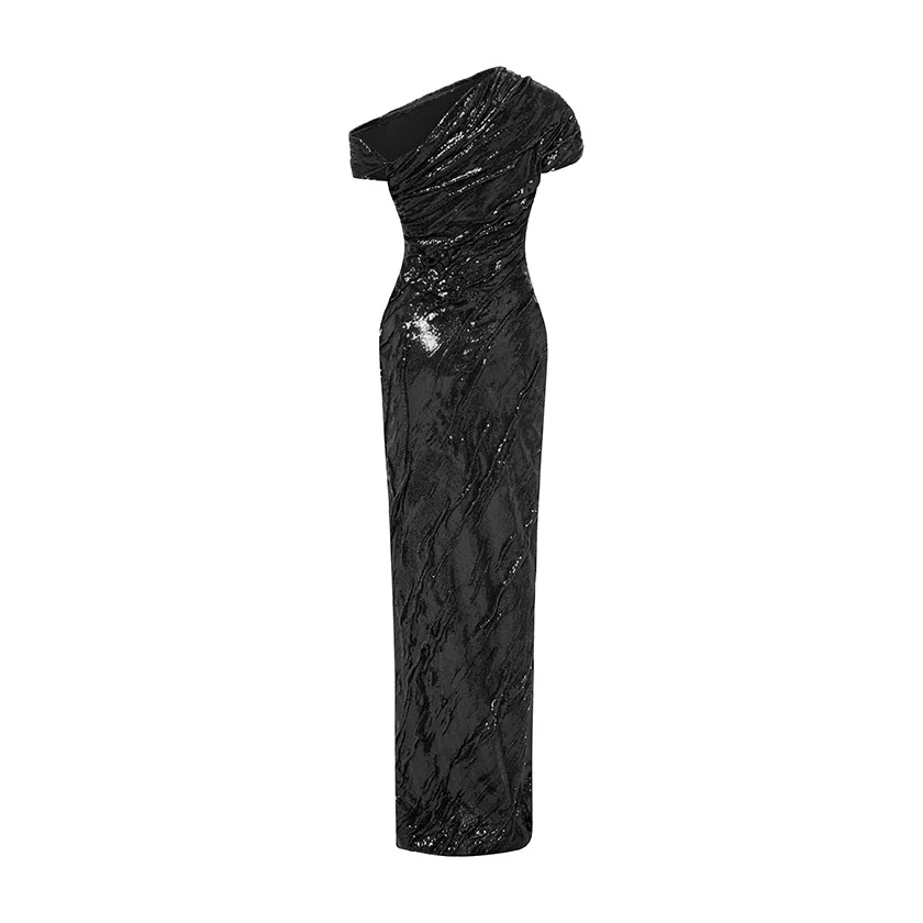 TIWSTED SEQUINED WITH ONE SHOULDER GOWN - Image 3