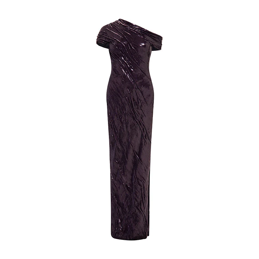 TIWSTED SEQUINED WITH ONE SHOULDER GOWN - Image 4