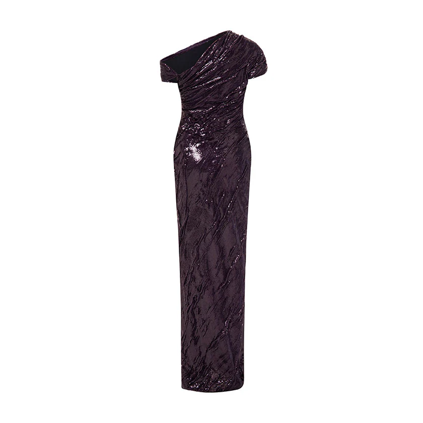 TIWSTED SEQUINED WITH ONE SHOULDER GOWN - Image 5