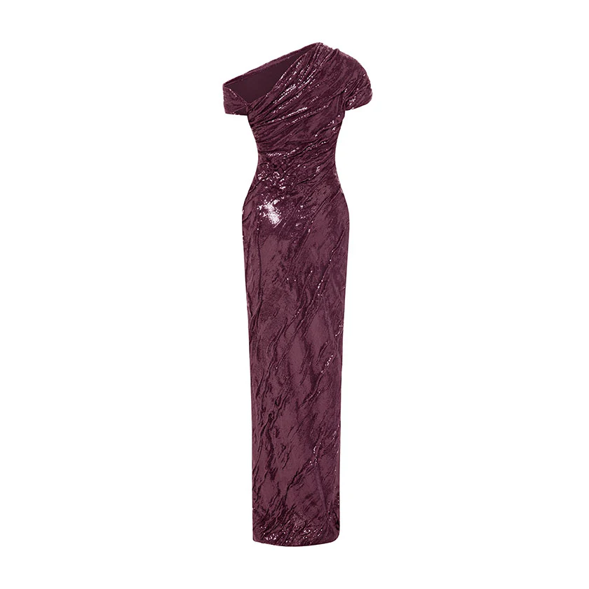 TIWSTED SEQUINED WITH ONE SHOULDER GOWN - Image 6