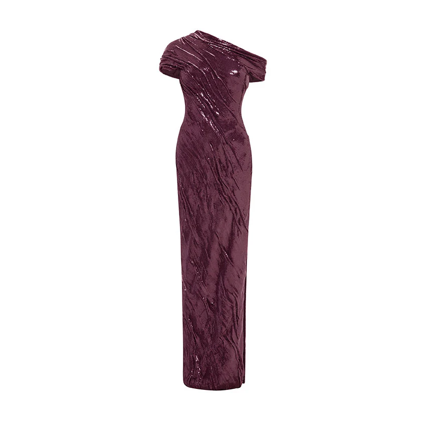 TIWSTED SEQUINED WITH ONE SHOULDER GOWN - Image 7
