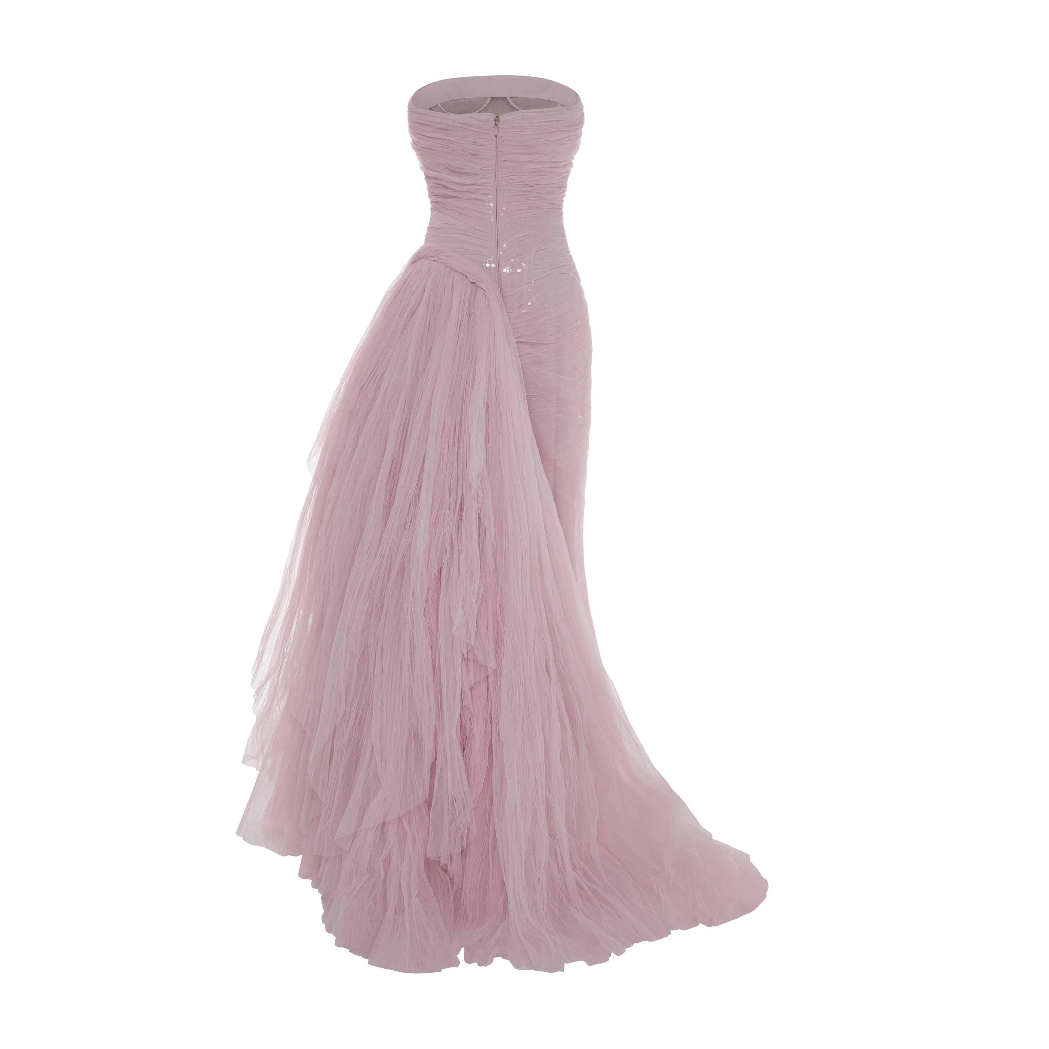 YAMARA - STRAPLESS PLEATED TULLE GOWN WITH DRAPED OVERSKIRT - Image 4