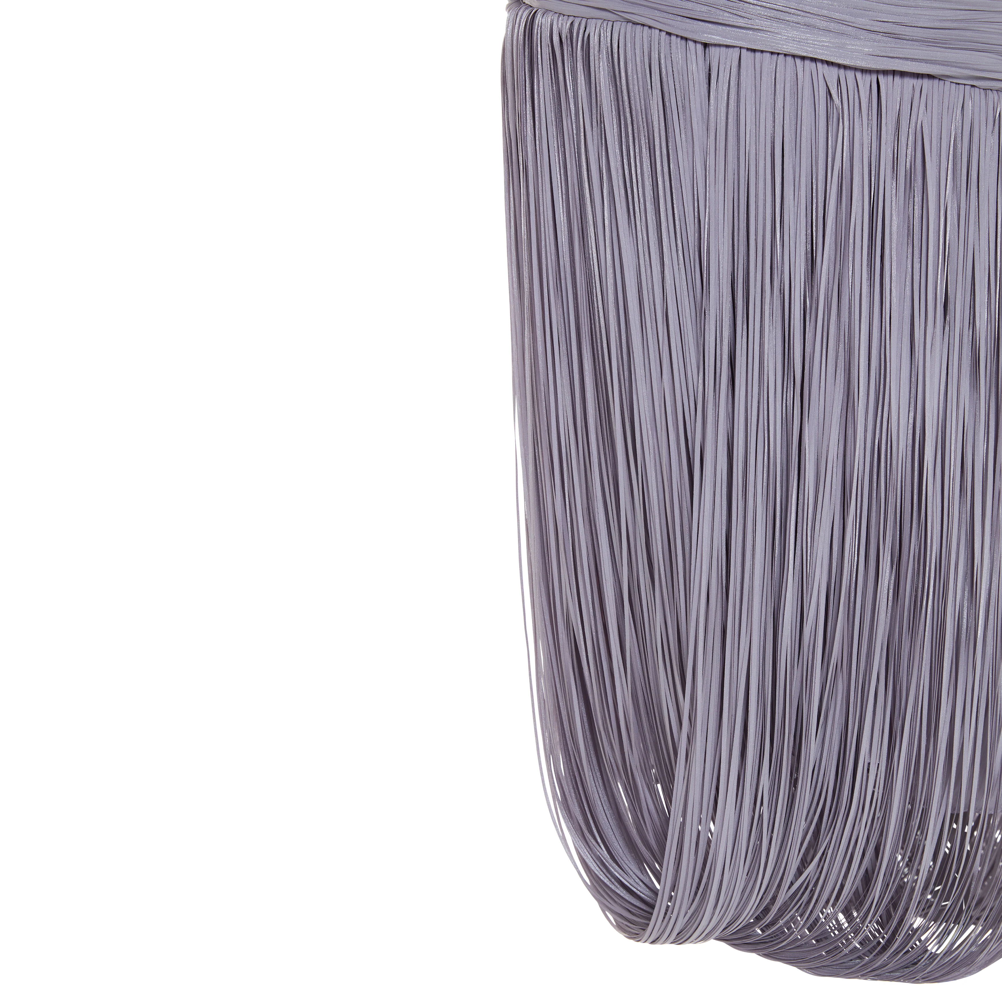 YASMINA - STRAPLESS PLEATED SILK MIDI WITH CORSET AND FRINGES - Image 6
