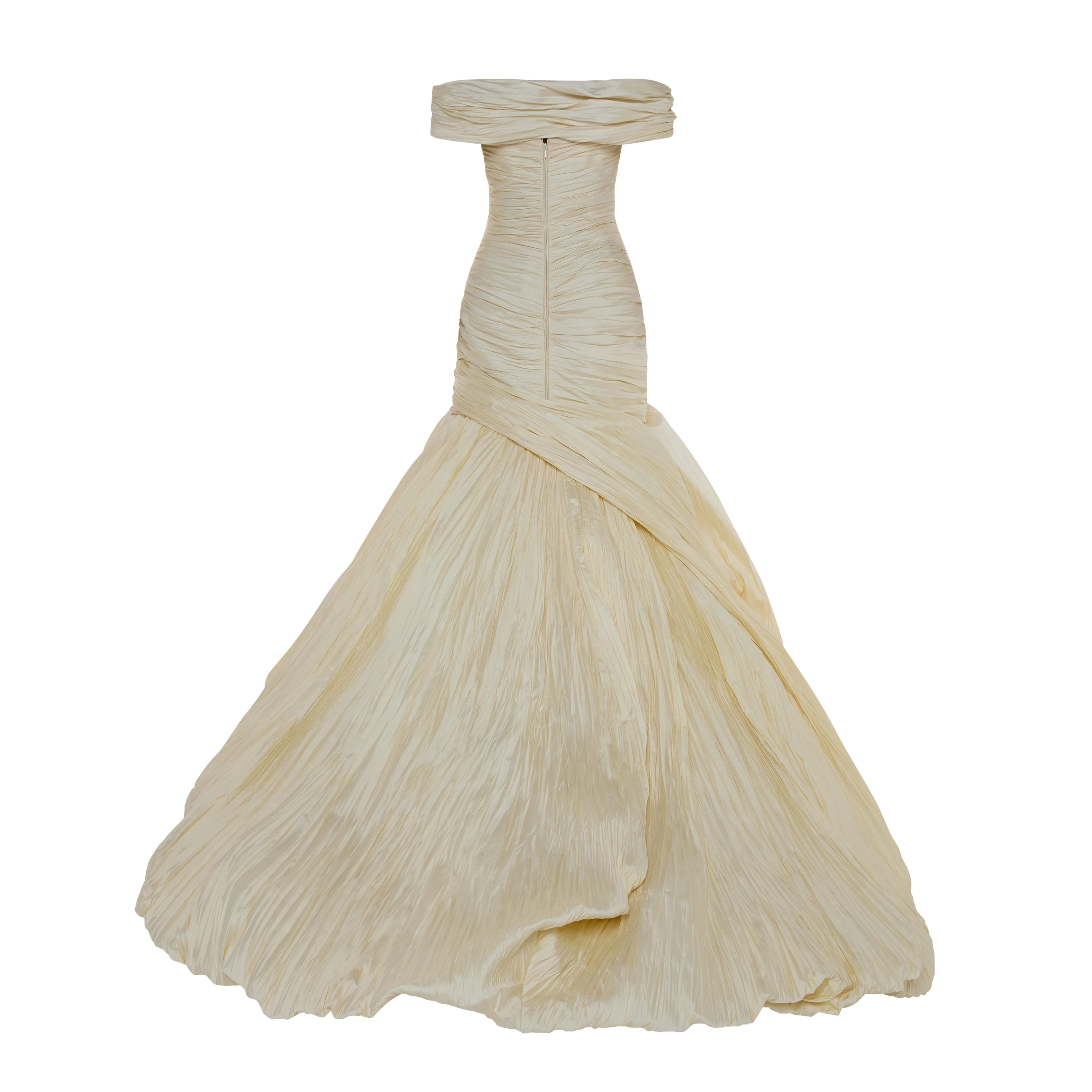 YULIET - OFF-SHOULDER PLEATED TAFFETA FISH-CUT GOWN - Image 4