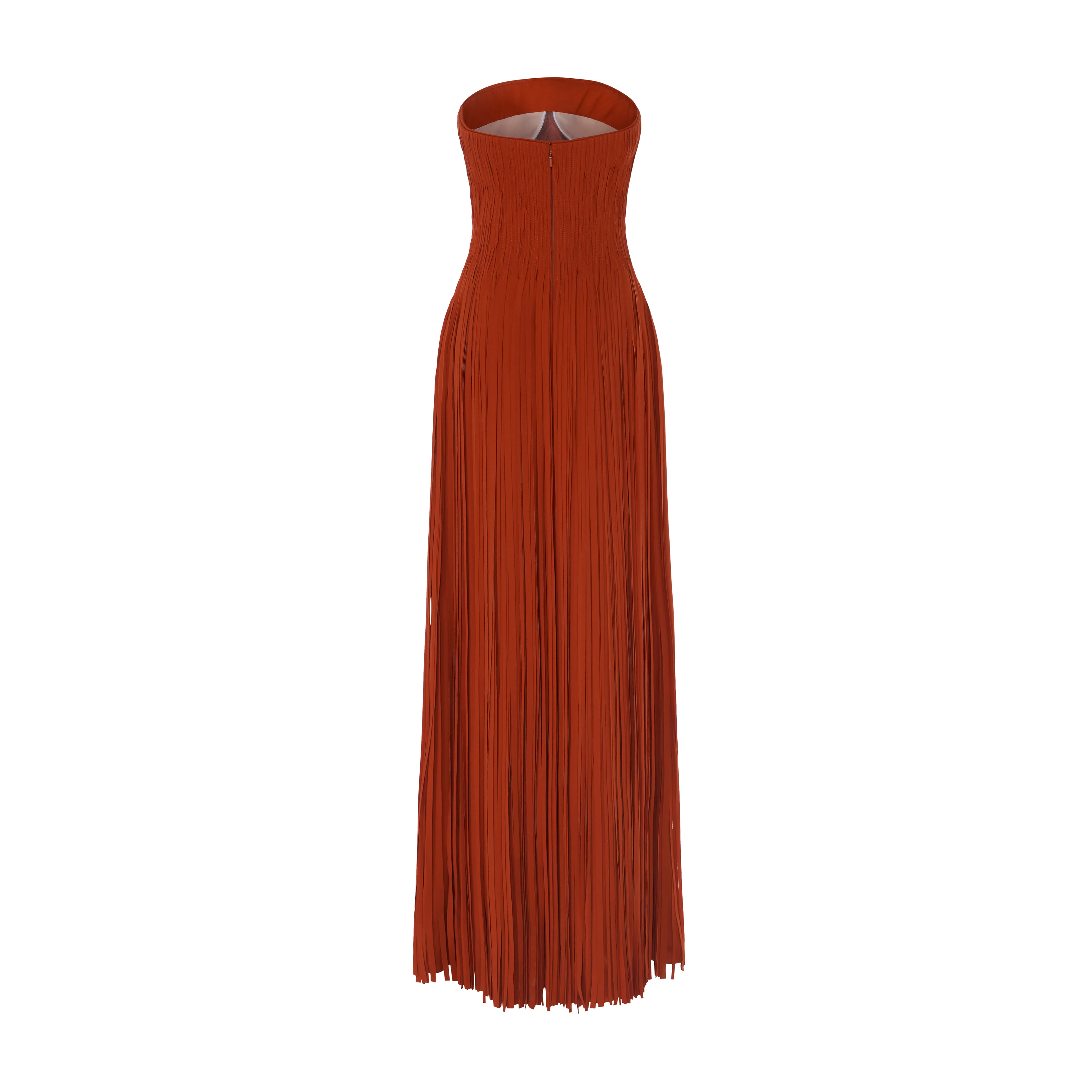 ZULEMA - STRAPLESS LASER-CUT CREPE GOWN WITH CORSET AND CAPE - Image 5